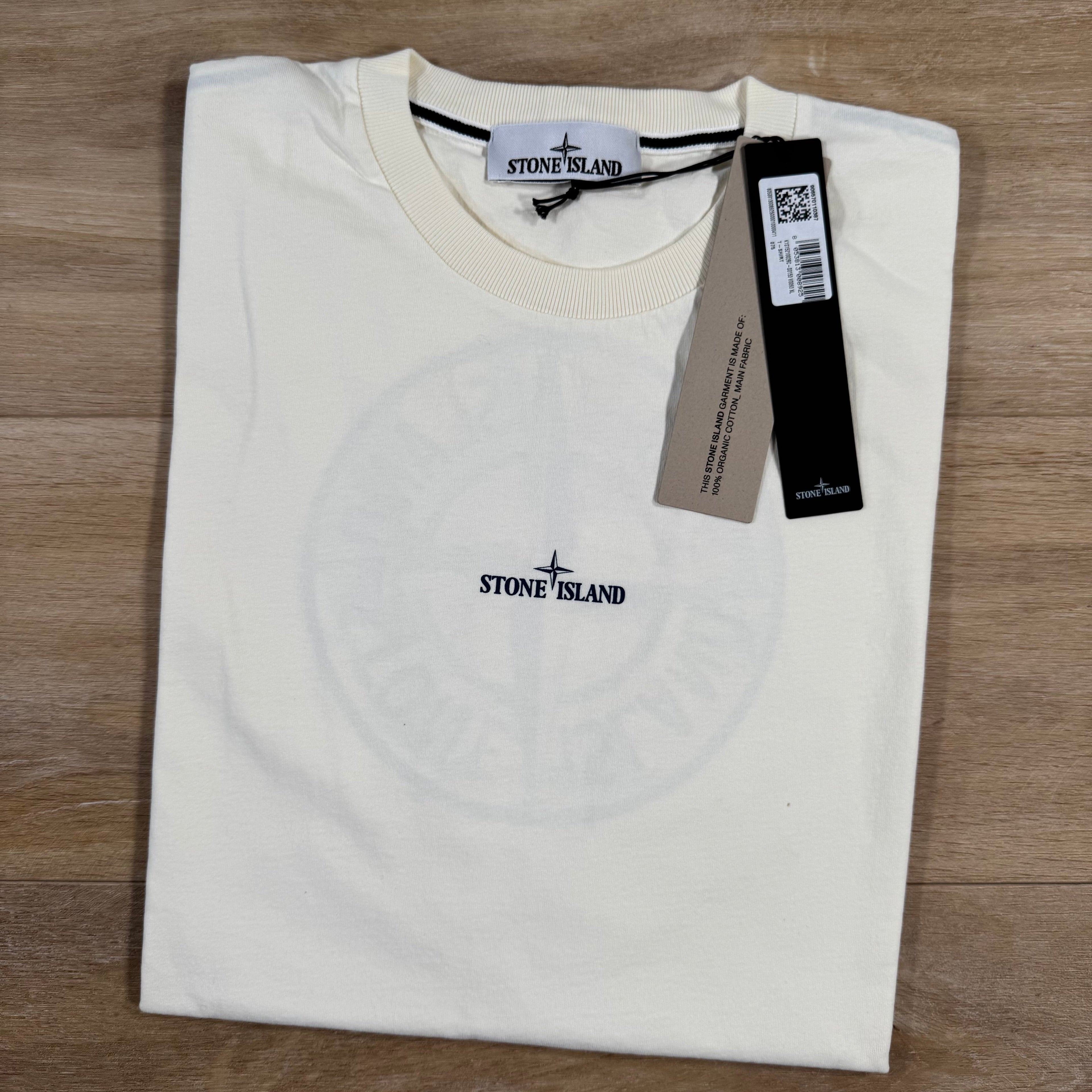 Stone Island Organic Cotton Compass Camo T-Shirt in Ivory Ironleague