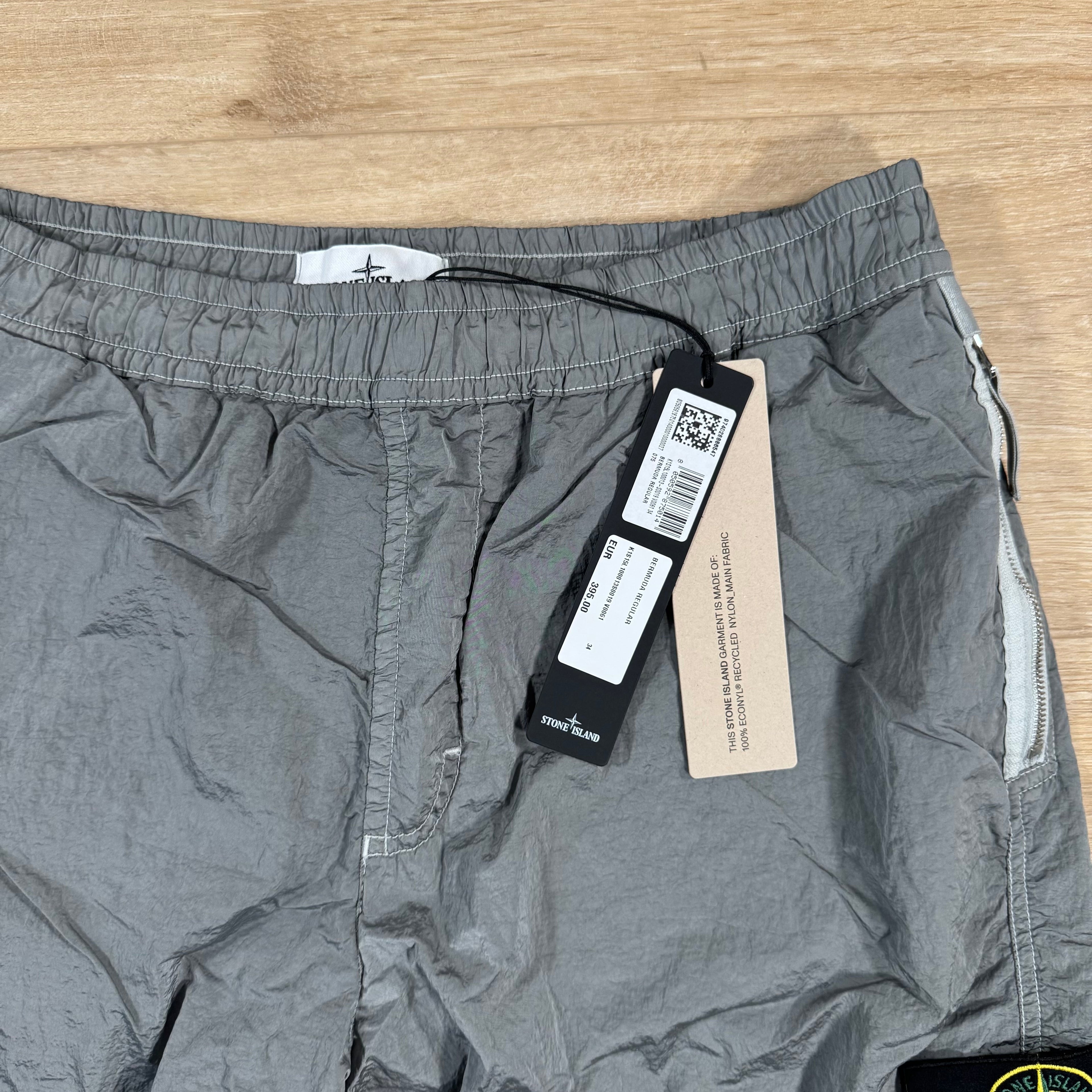 Stone Island Nylon Metal Bermuda Shorts in Pearl Grey Ironleague