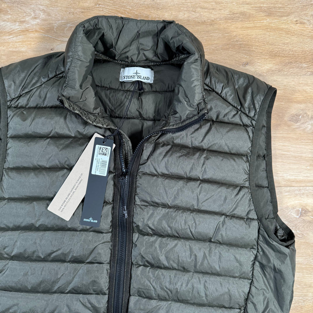 Stone Island Nylon Down-TC Vest in Military Green Ironleague