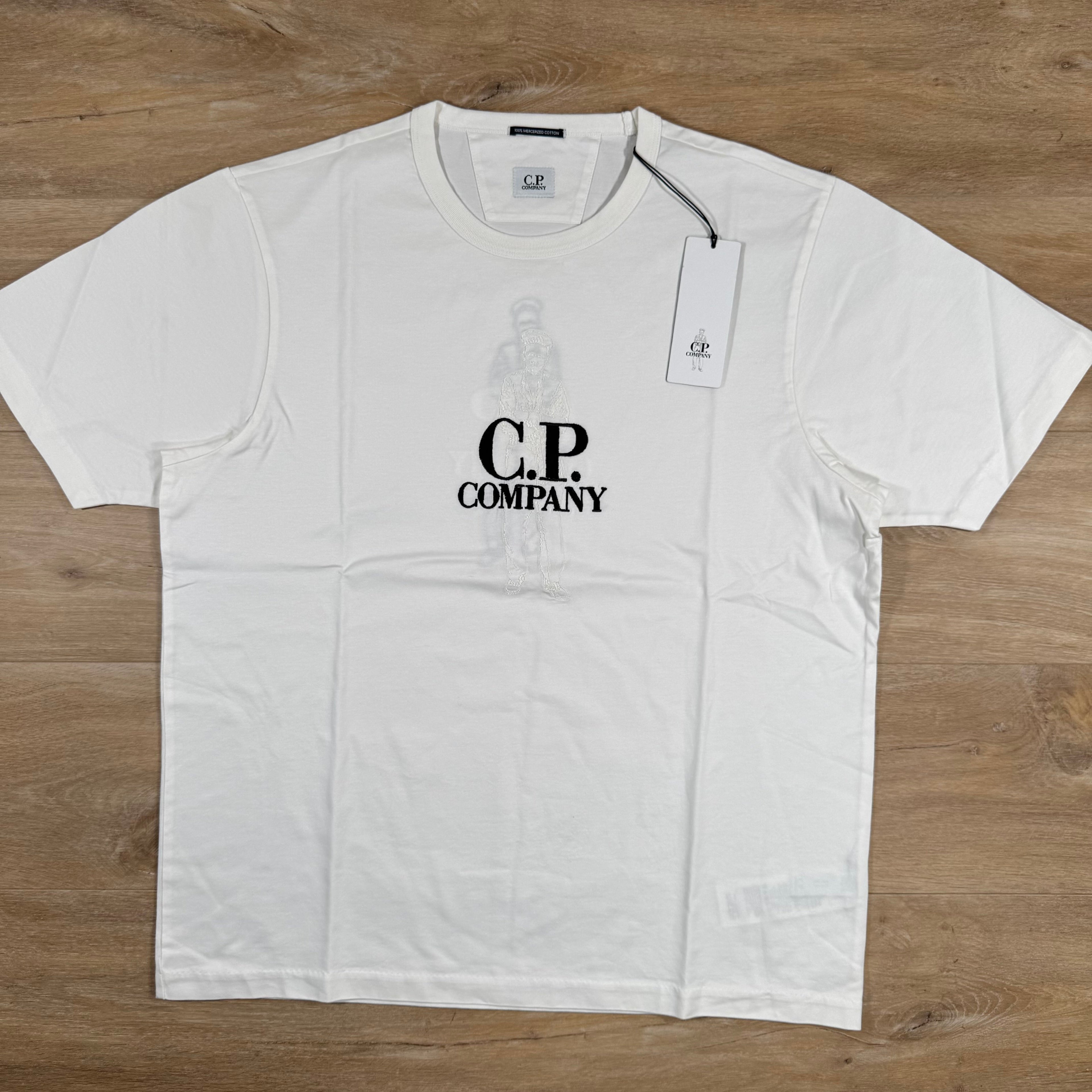 CP Company 30/2 Mercerized Jersey Twisted British Sailor T-Shirt in White Ironleague