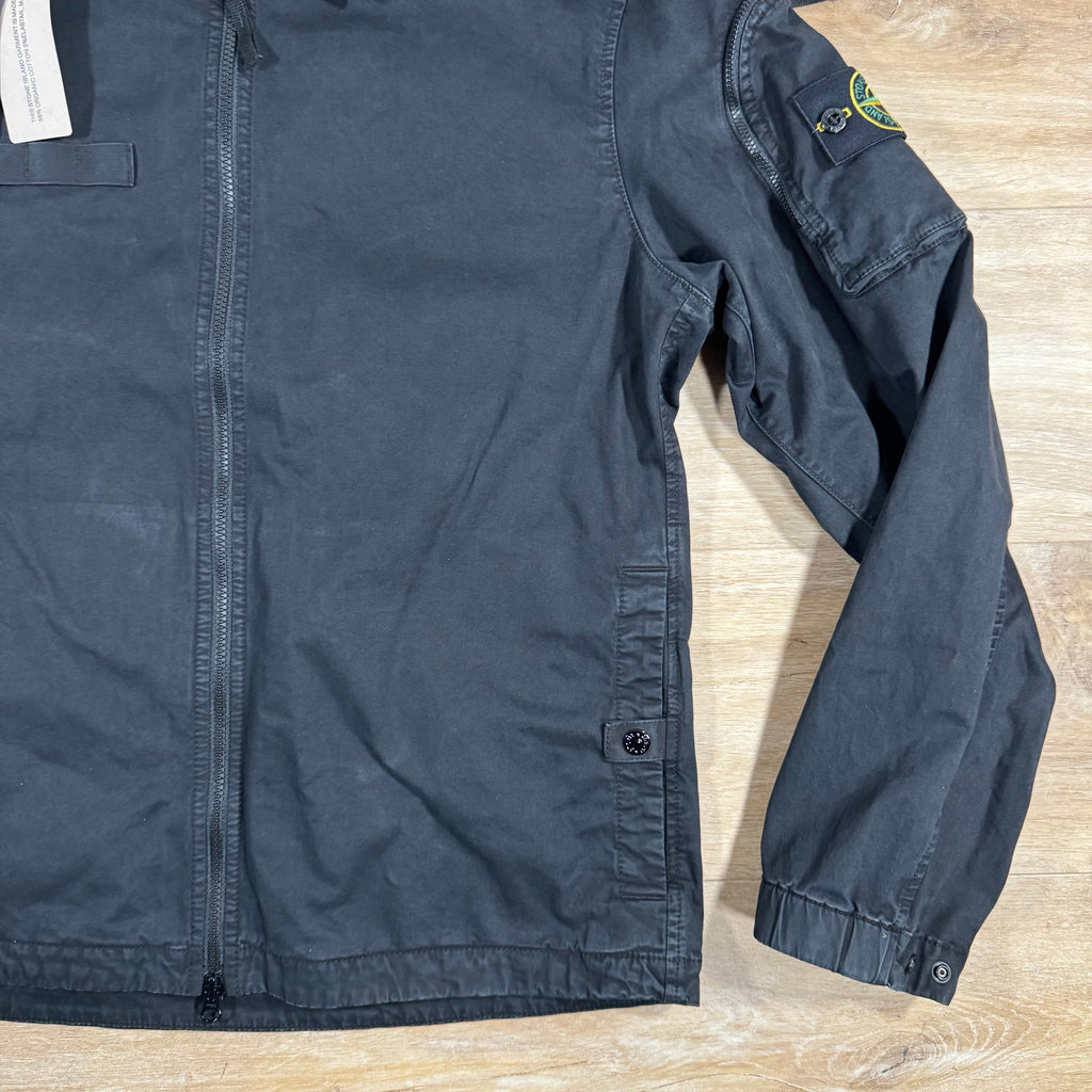 Stone Island Stretch Twill Overshirt in Black Ironleague