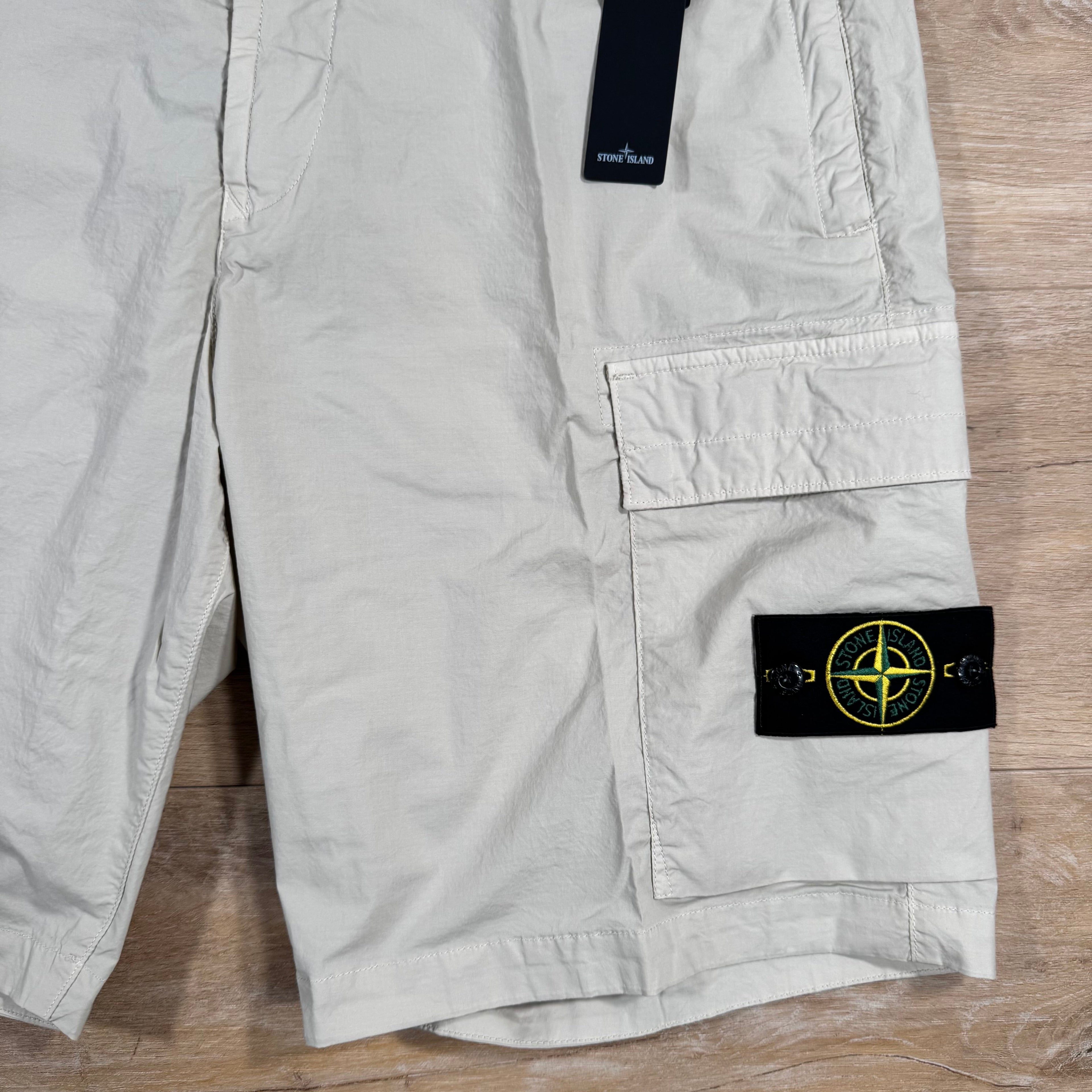 Stone Island Stretch Tela Cargo Bermuda Shorts in Sand Ironleague