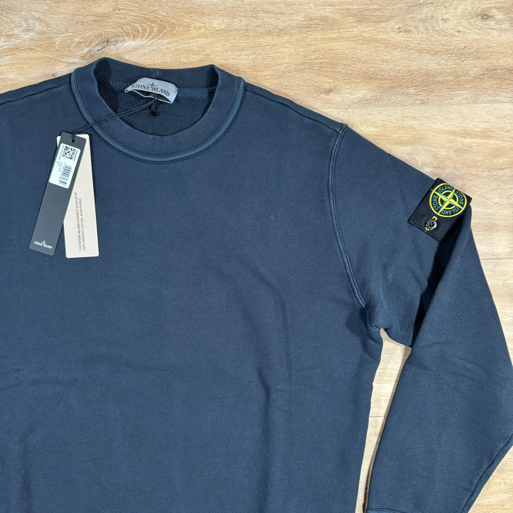 Stone Island Diagonal Fleece Old Treatment Sweatshirt in Navy Ironleague