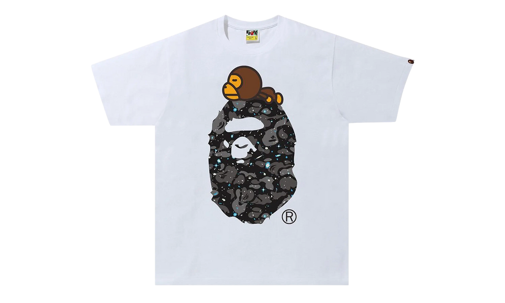 BAPE Space Camo Milo On Big Ape Tee White 2H80 110 007 WHITE