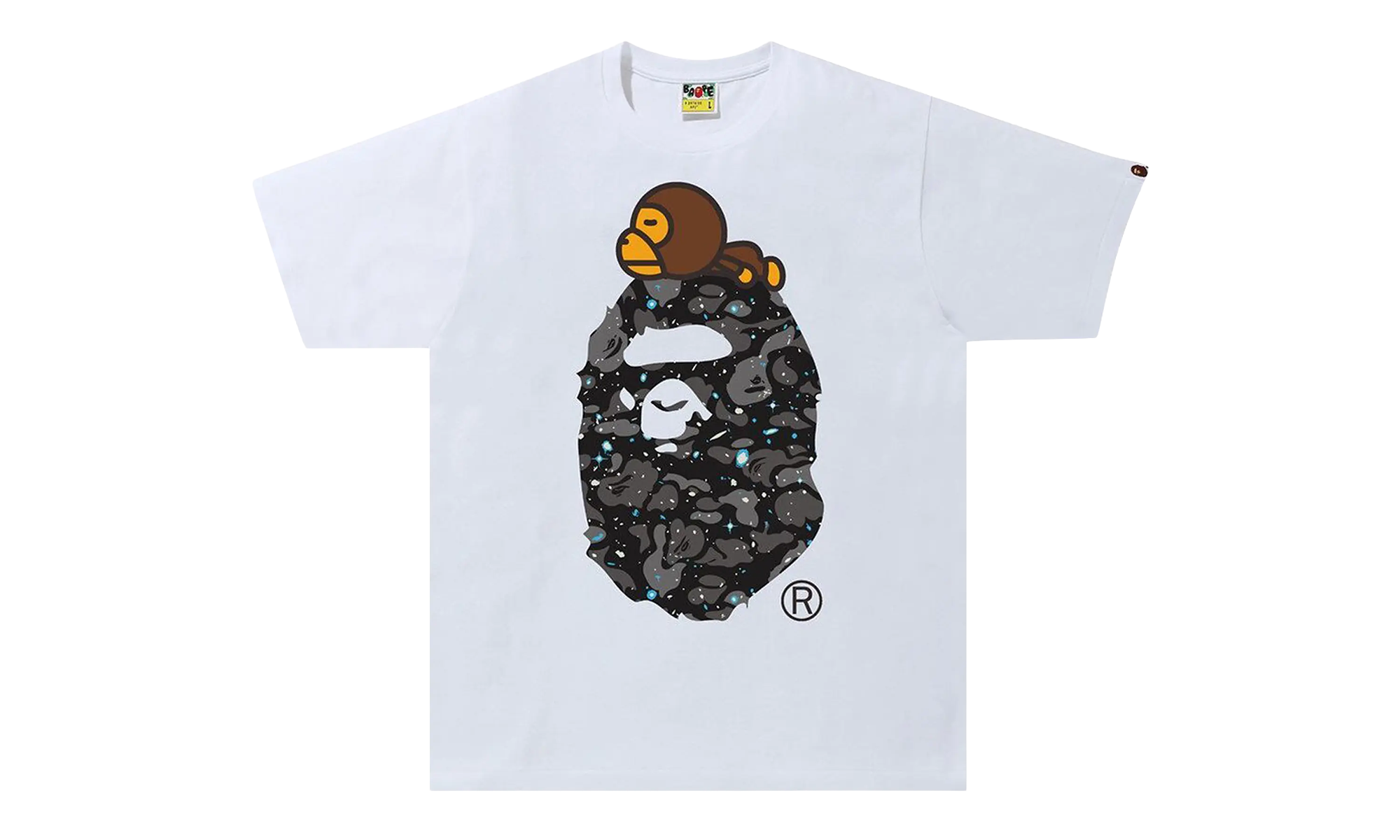 BAPE Space Camo Milo On Big Ape Tee White 2H80 110 007 WHITE