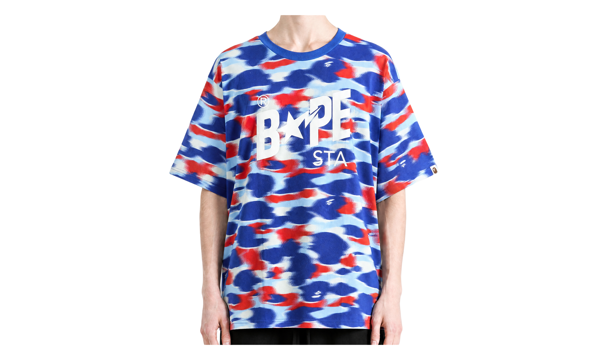 BAPE Screen Camo Sta Logo Relaxed Fit Tee Blue 1M30109304 BLU