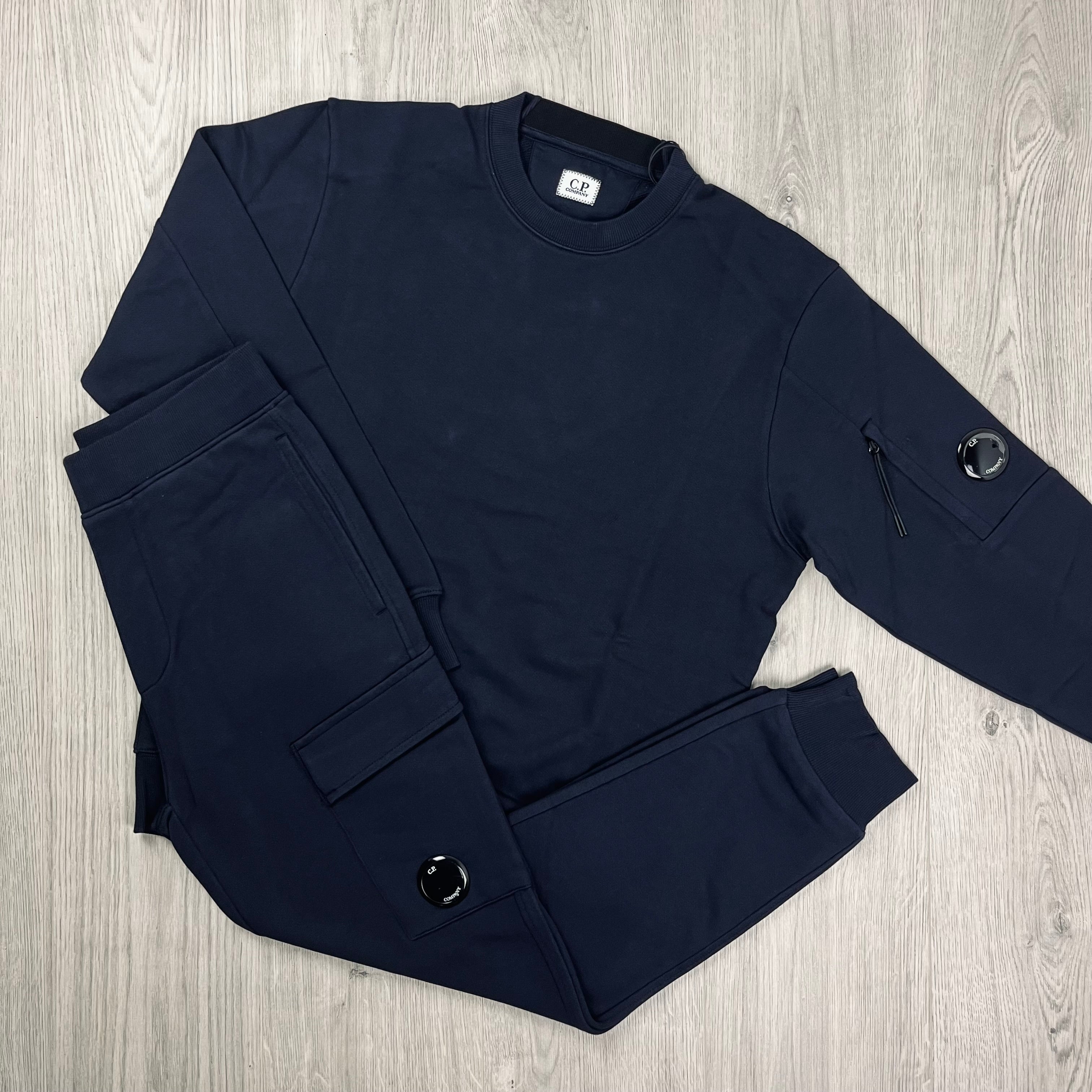 CP Company Raised Fleece Tracksuit - Navy Ironleague