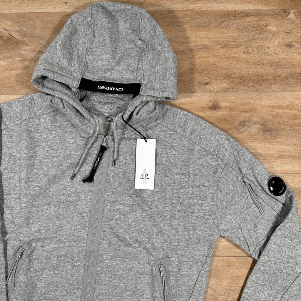 CP Company Diagonal Raised Zipped Lens Hoodie in Grey Ironleague