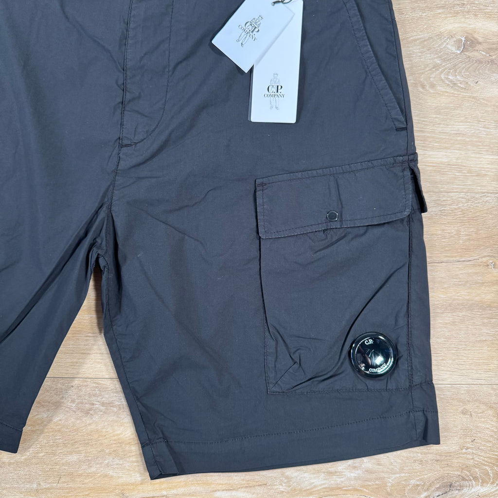 CP Company 50 Fili Stretch Cargo Shorts in Black Ironleague