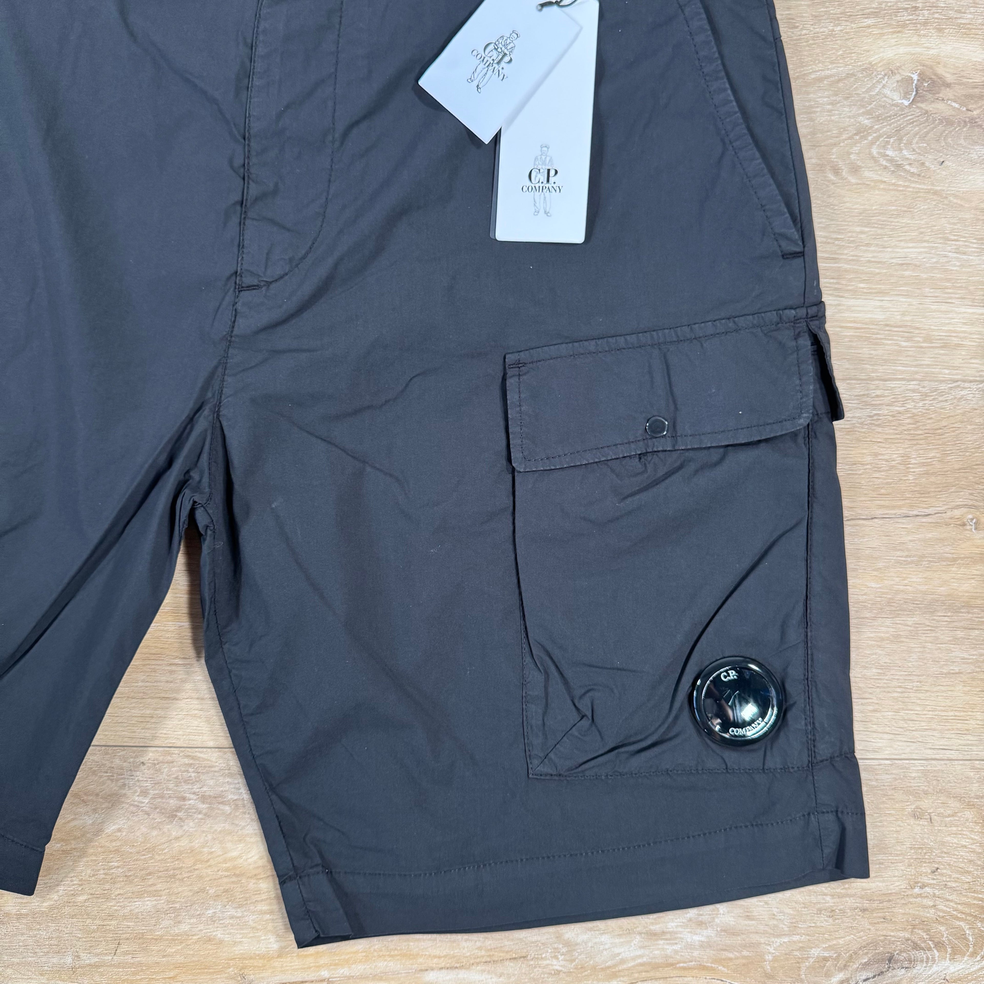 CP Company 50 Fili Stretch Cargo Shorts in Black Ironleague