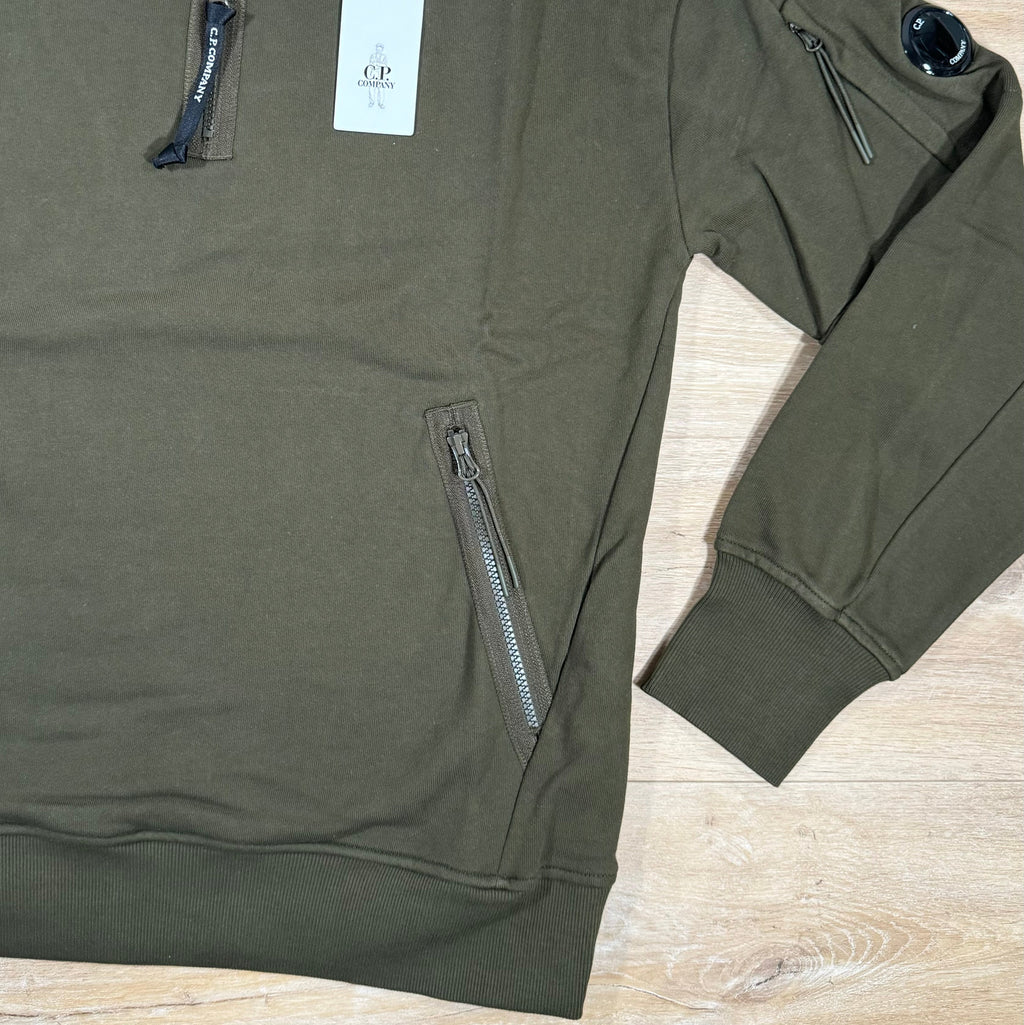 CP Company Diagonal Raised Half-Zipped Lens Sweatshirt in Ivy Green Ironleague
