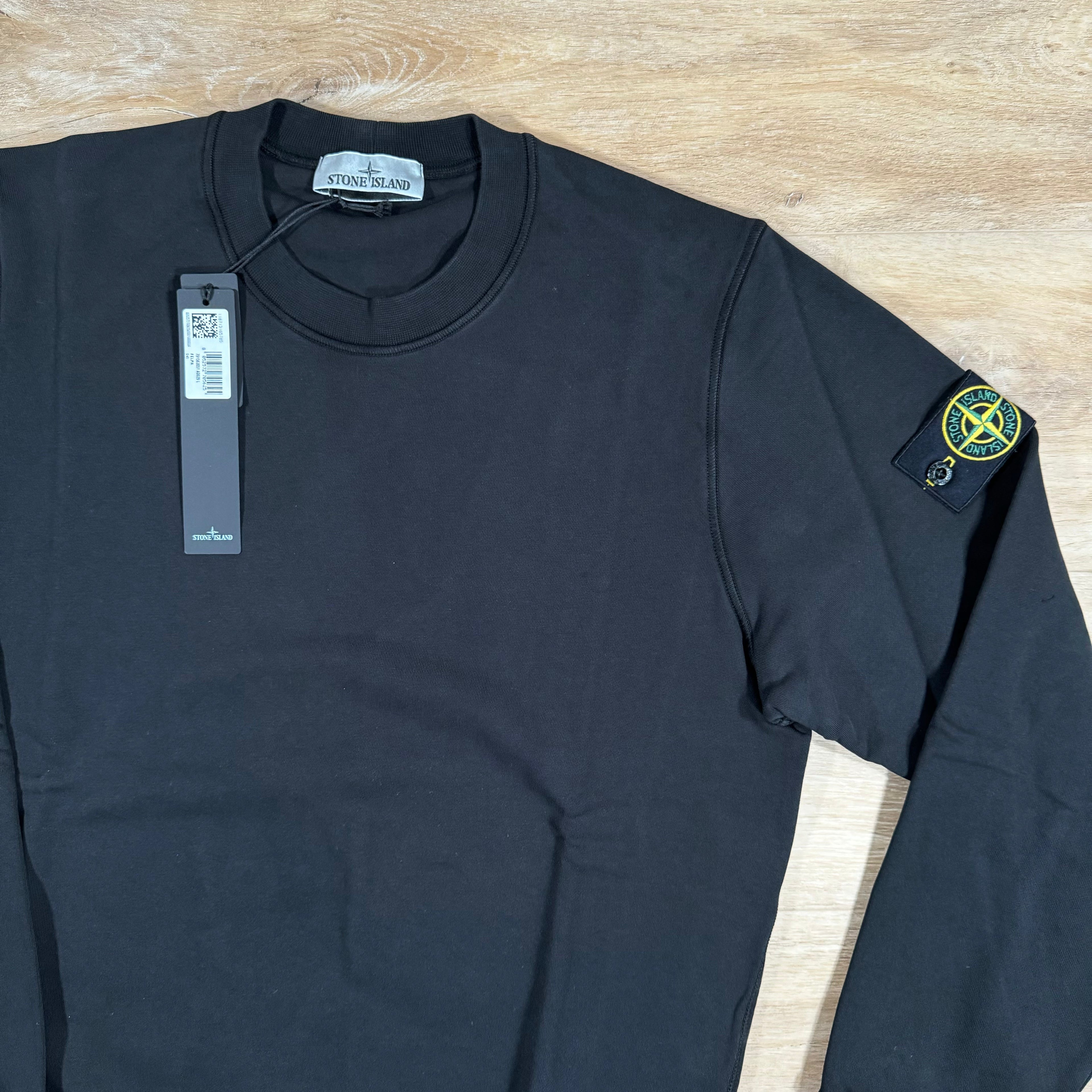Stone Island Organic Cotton Fleece Sweatshirt in Black Ironleague