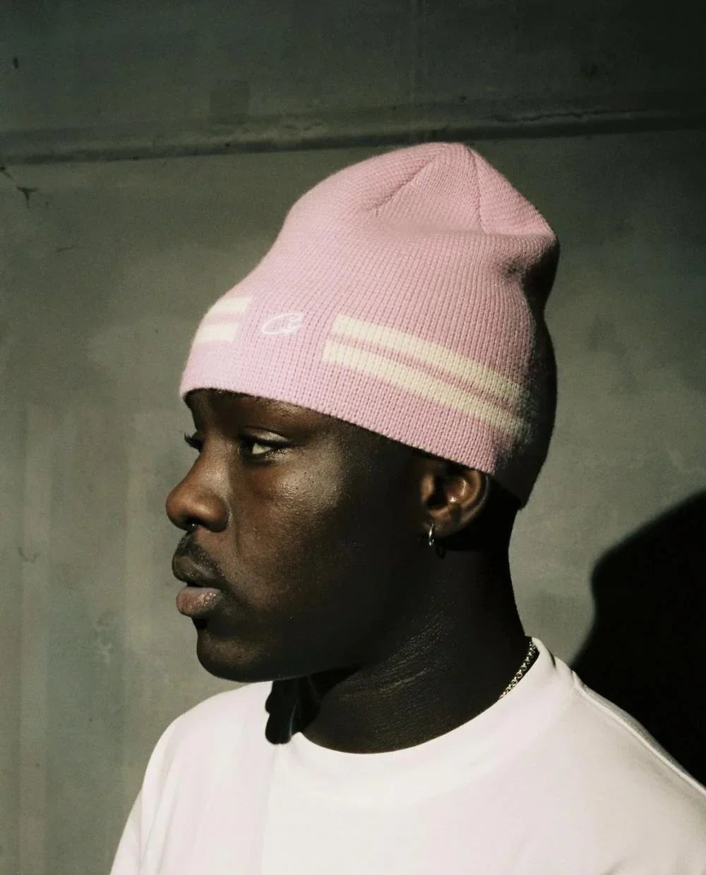 Corteiz Knit Stripe Beanie - Pink Ironleague