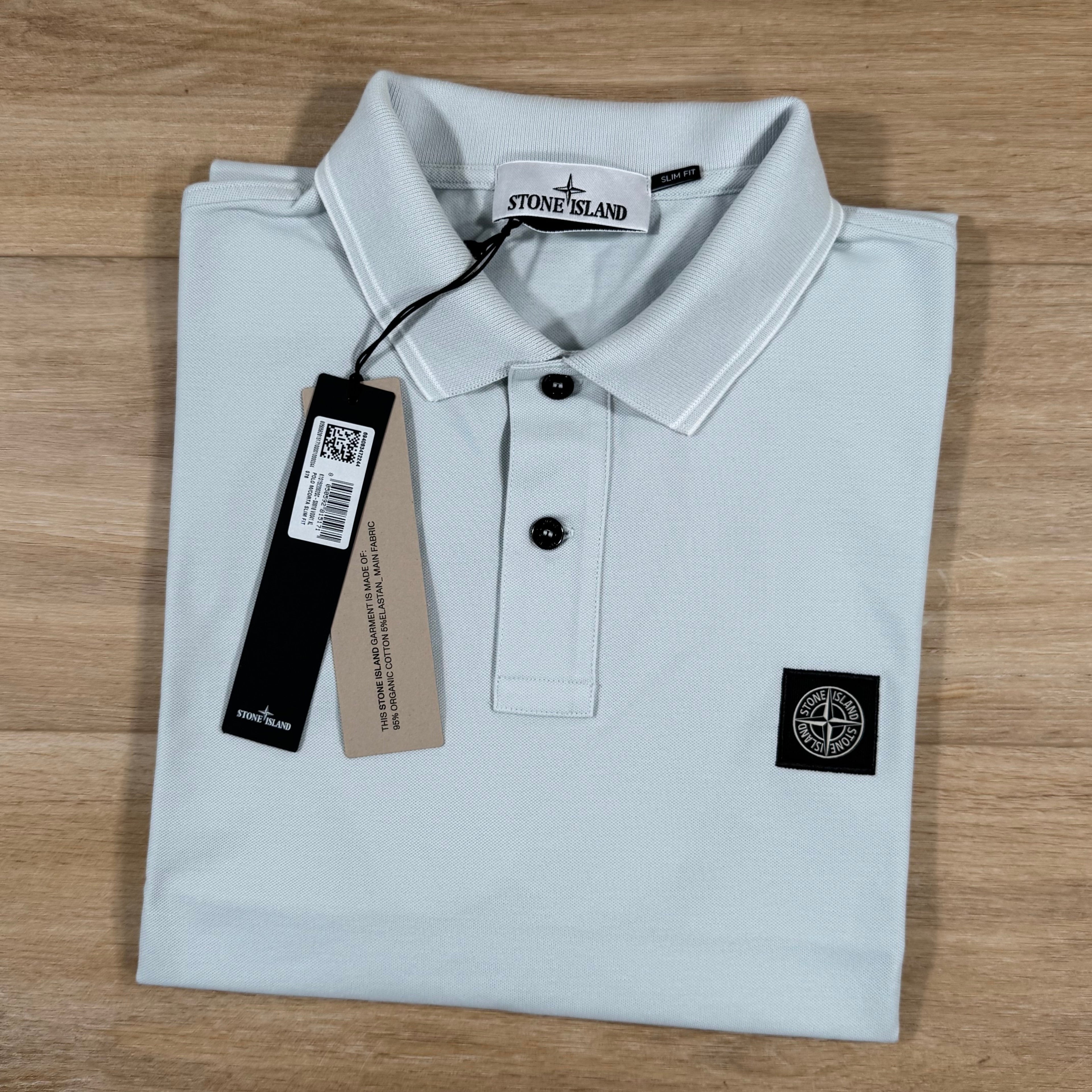 Stone Island Organic Cotton Pique Polo Shirt in Sky Blue Ironleague