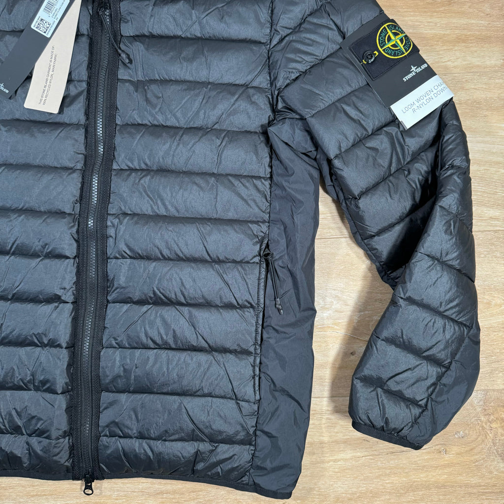 Stone Island Loom Woven Chambers Nylon Down-TC Jacket in Black Ironleague