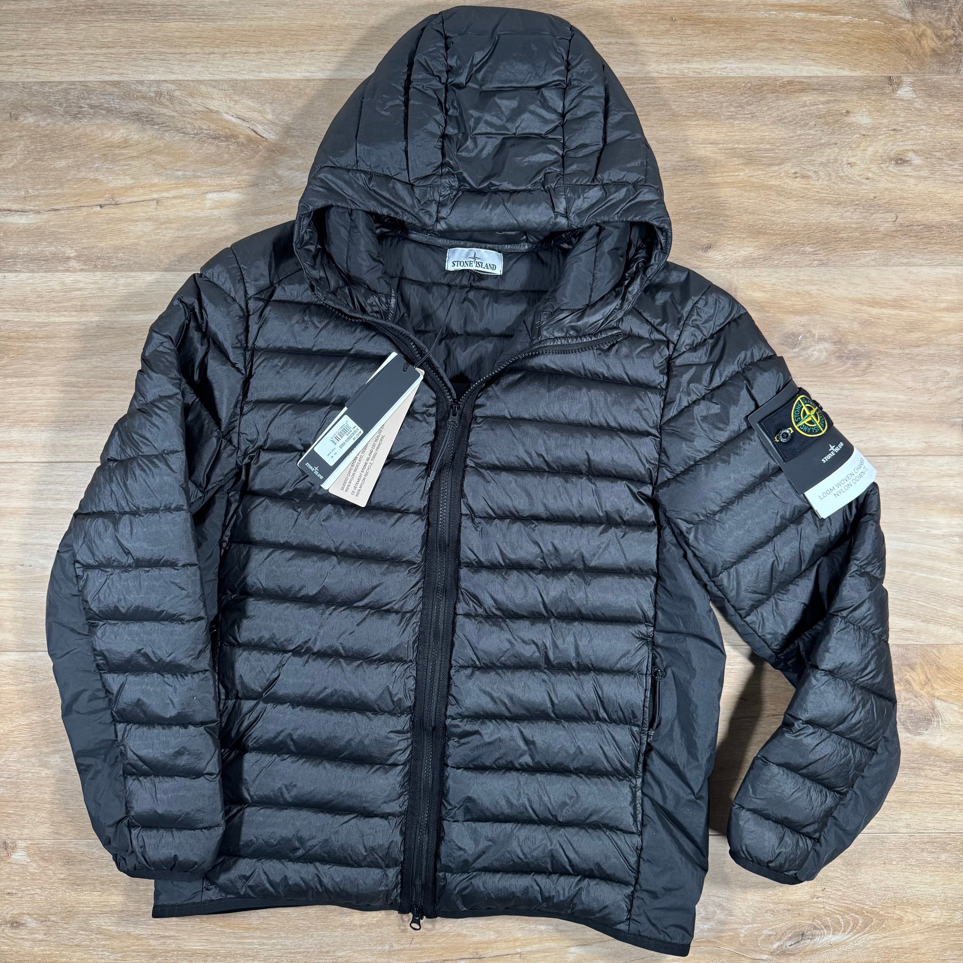 Stone Island Loom Woven Nylon Down-TC Jacket in Black Ironleague