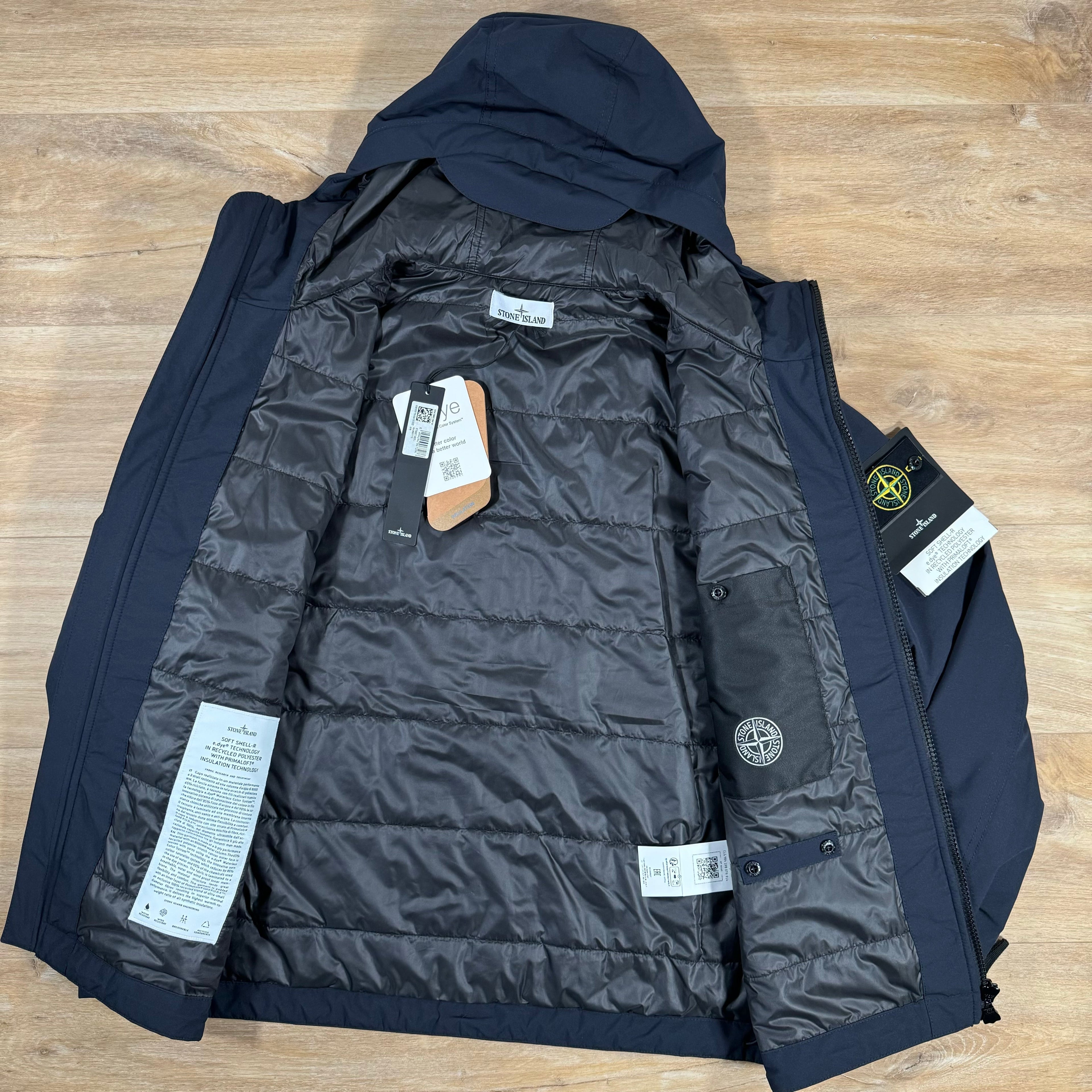 Stone Island Soft Shell-R Jacket with Primaloft Insulation in Navy Ironleague