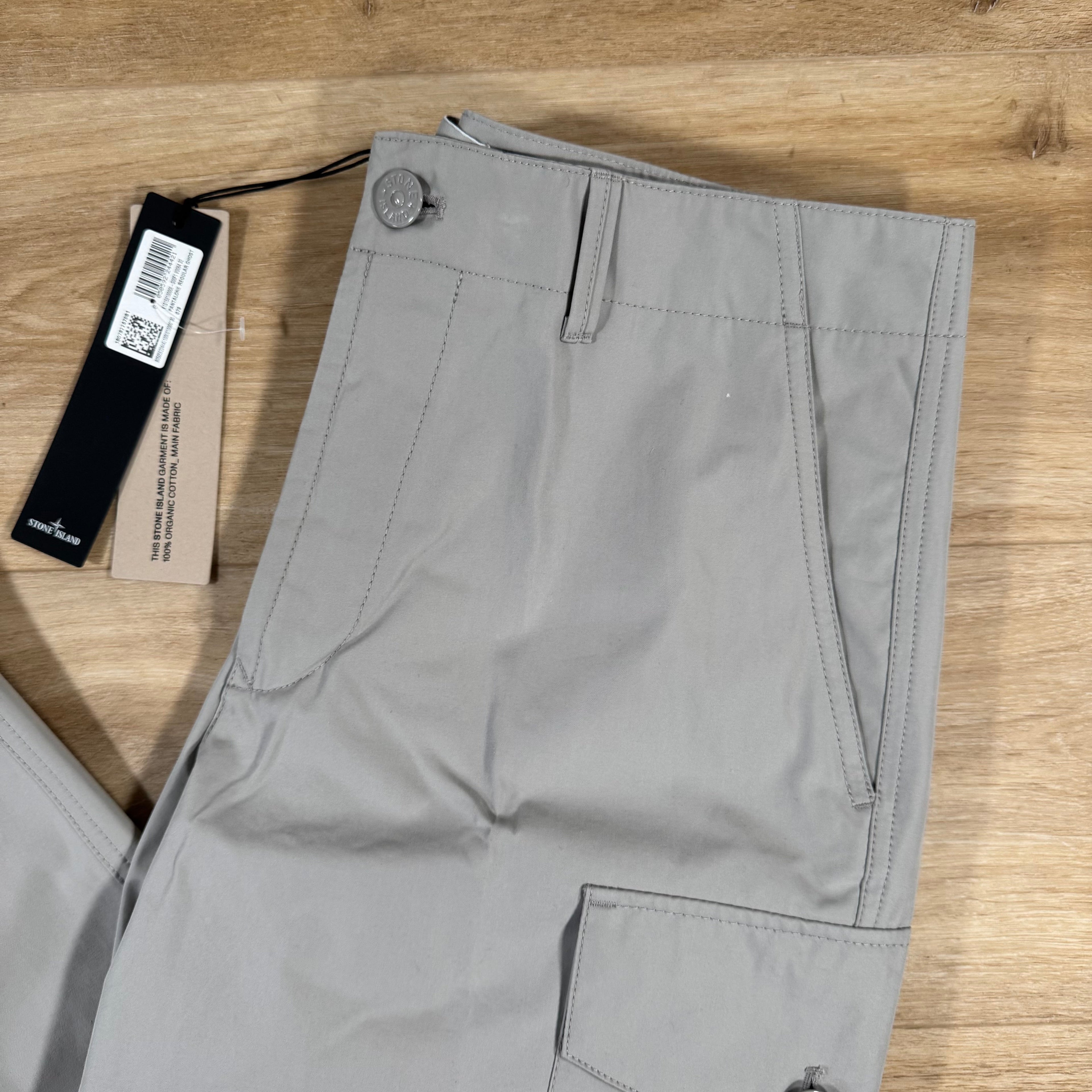 Stone Island Weatherproof Ghost Cargo Trousers in Dust Grey Ironleague