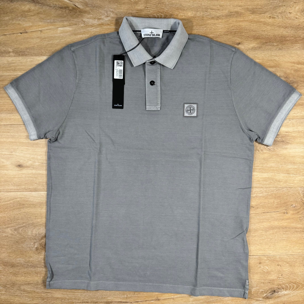 Stone Island Organic Cotton Overdye Polo Shirt in Pearl Grey Ironleague