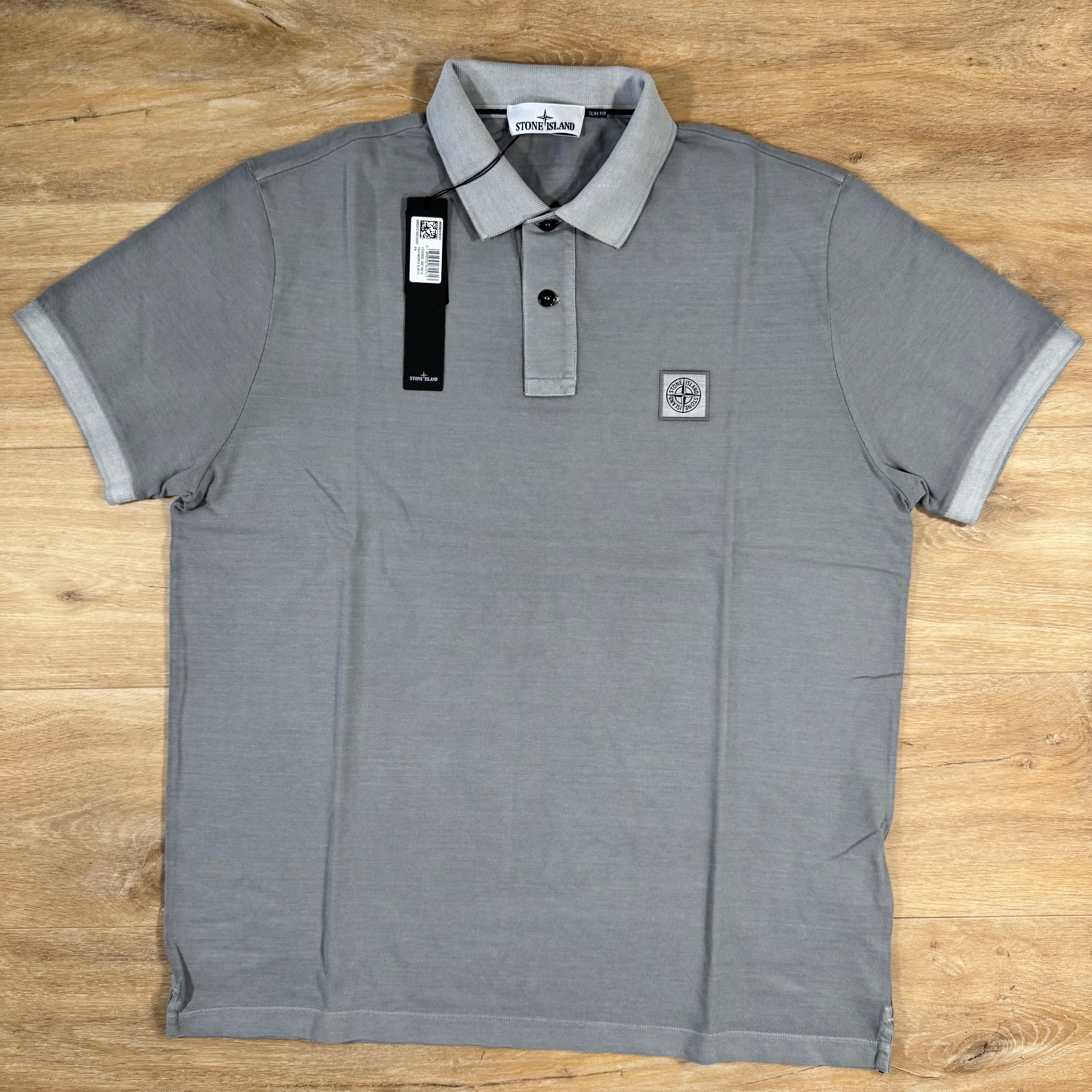 Stone Island Organic Cotton Overdye Polo Shirt in Pearl Grey Ironleague