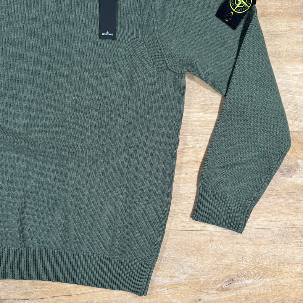 Stone Island Lambswool Crewneck Jumper in Military Green Ironleague