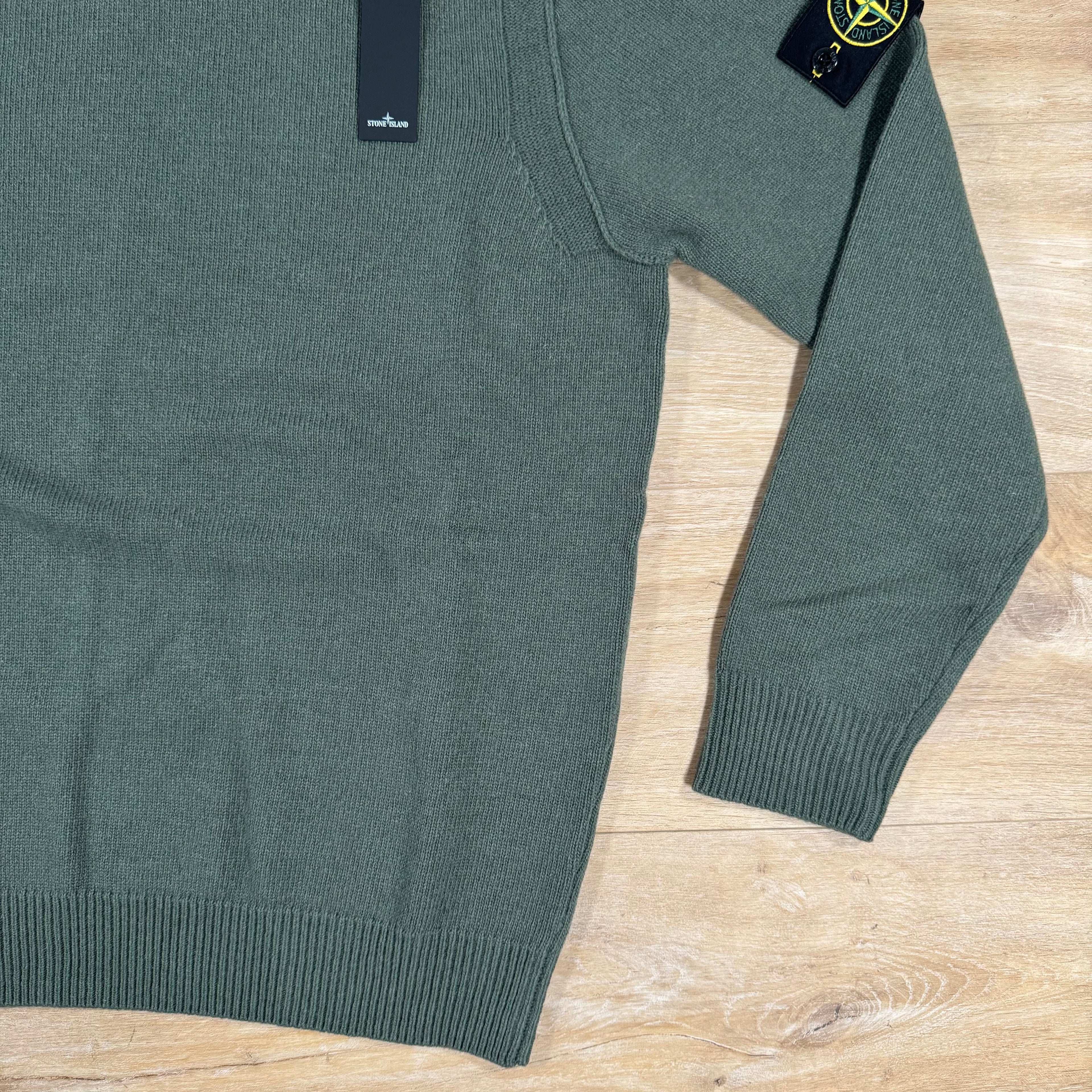 Stone Island Lambswool Crewneck Jumper in Military Green Ironleague