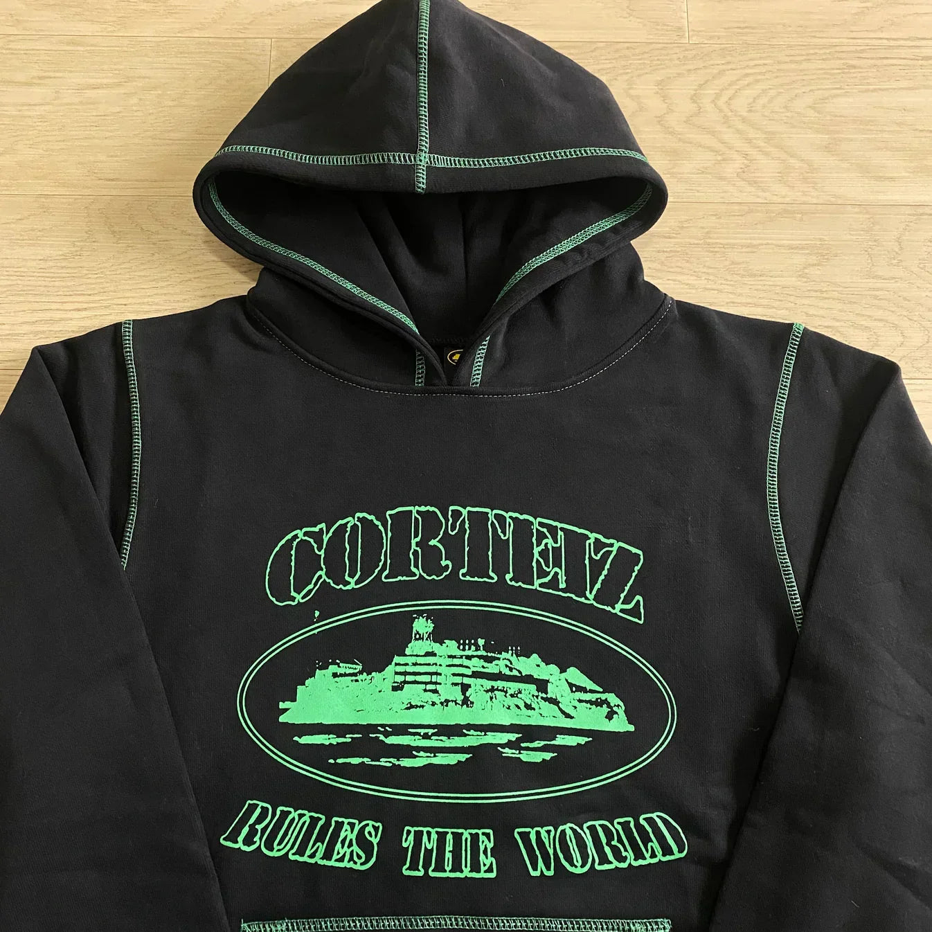 Corteiz Alcatraz Hoodie - Black/Green Ironleague