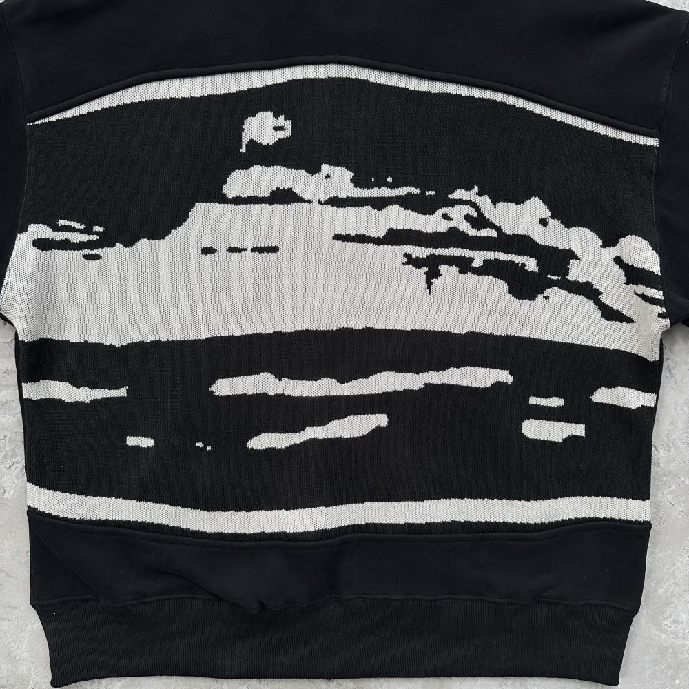 Corteiz Hybrid Jacquard Knit Alcatraz Hoodie - Black Ironleague