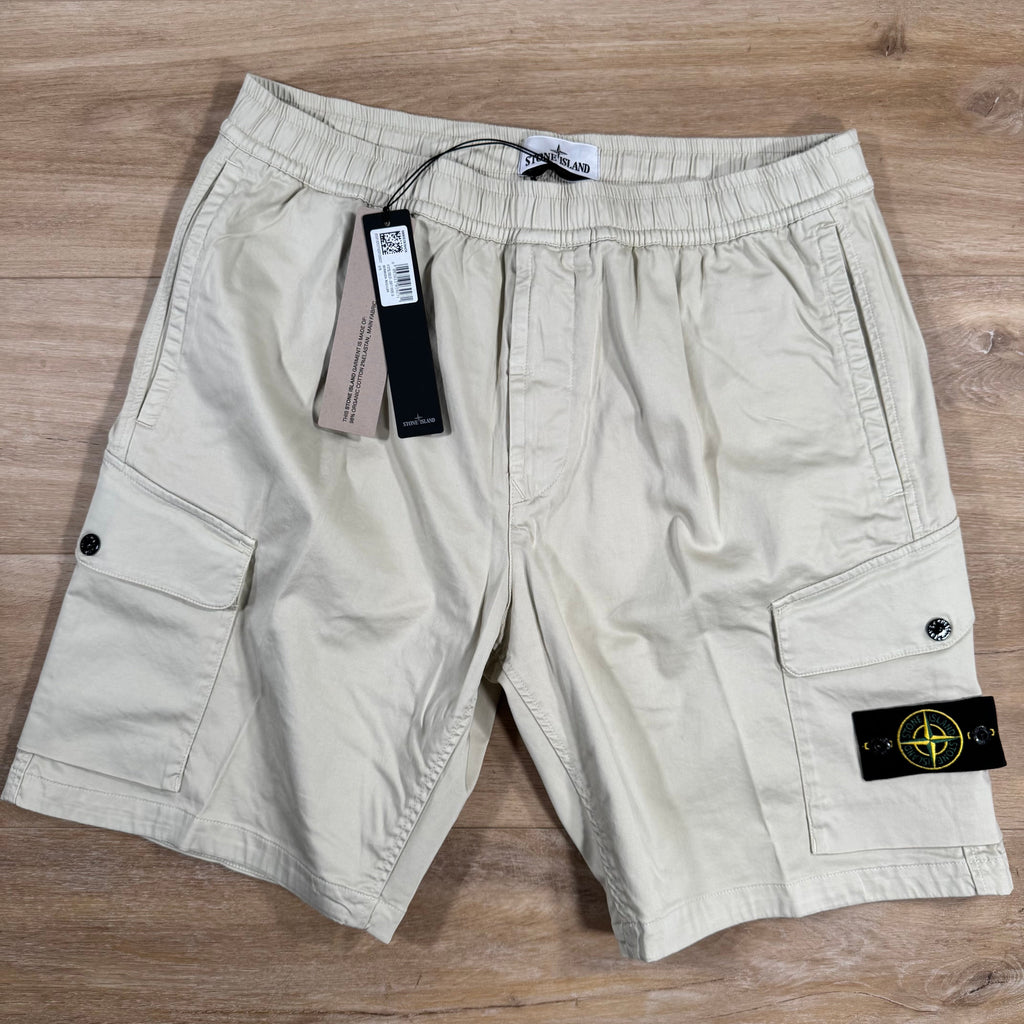Stone Island Organic Stretch Cotton Cargo Bermuda Shorts in Sand Ironleague