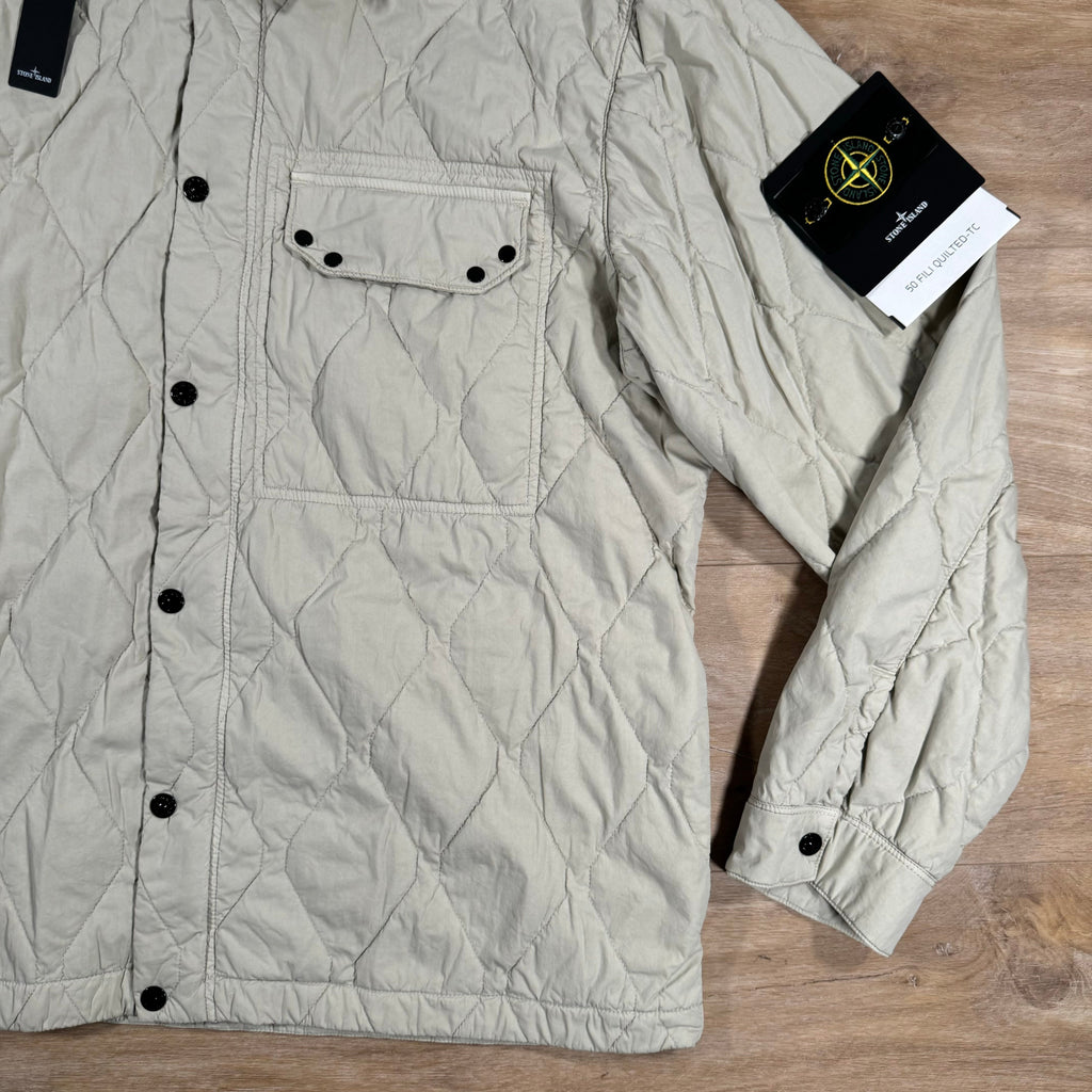 Stone Island 50 Fili Nylon Overshirt in Plaster Ironleague