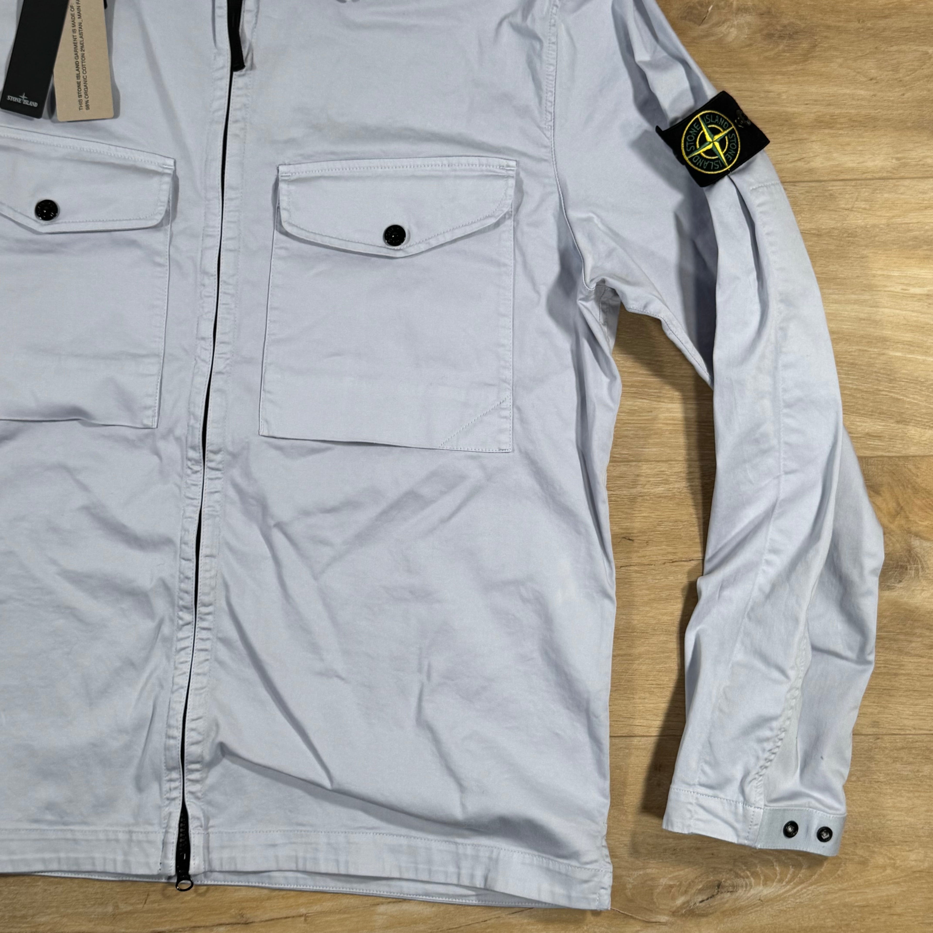 Stone Island Organic Stretch Cotton Overshirt in Lilac Ironleague