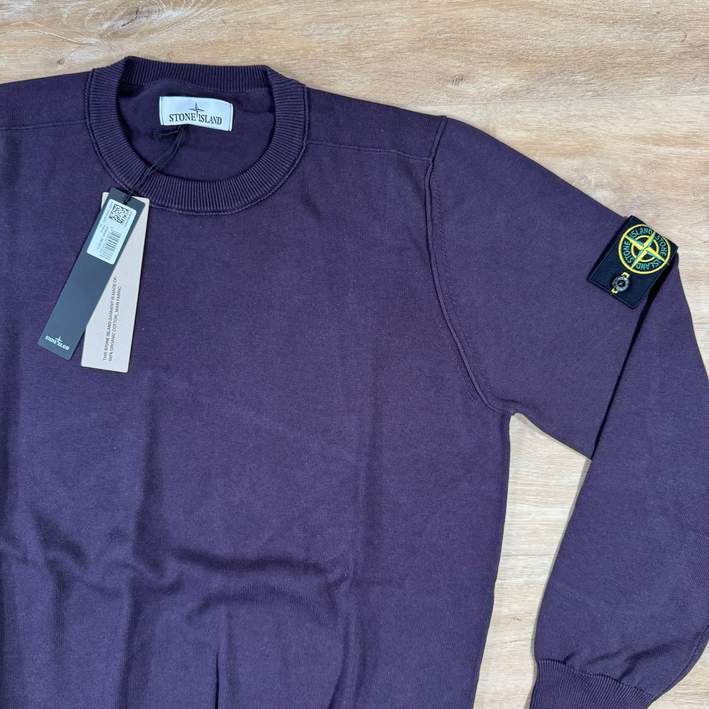 Stone Island Soft Organic Cotton Crewneck Jumper in Burgundy Ironleague