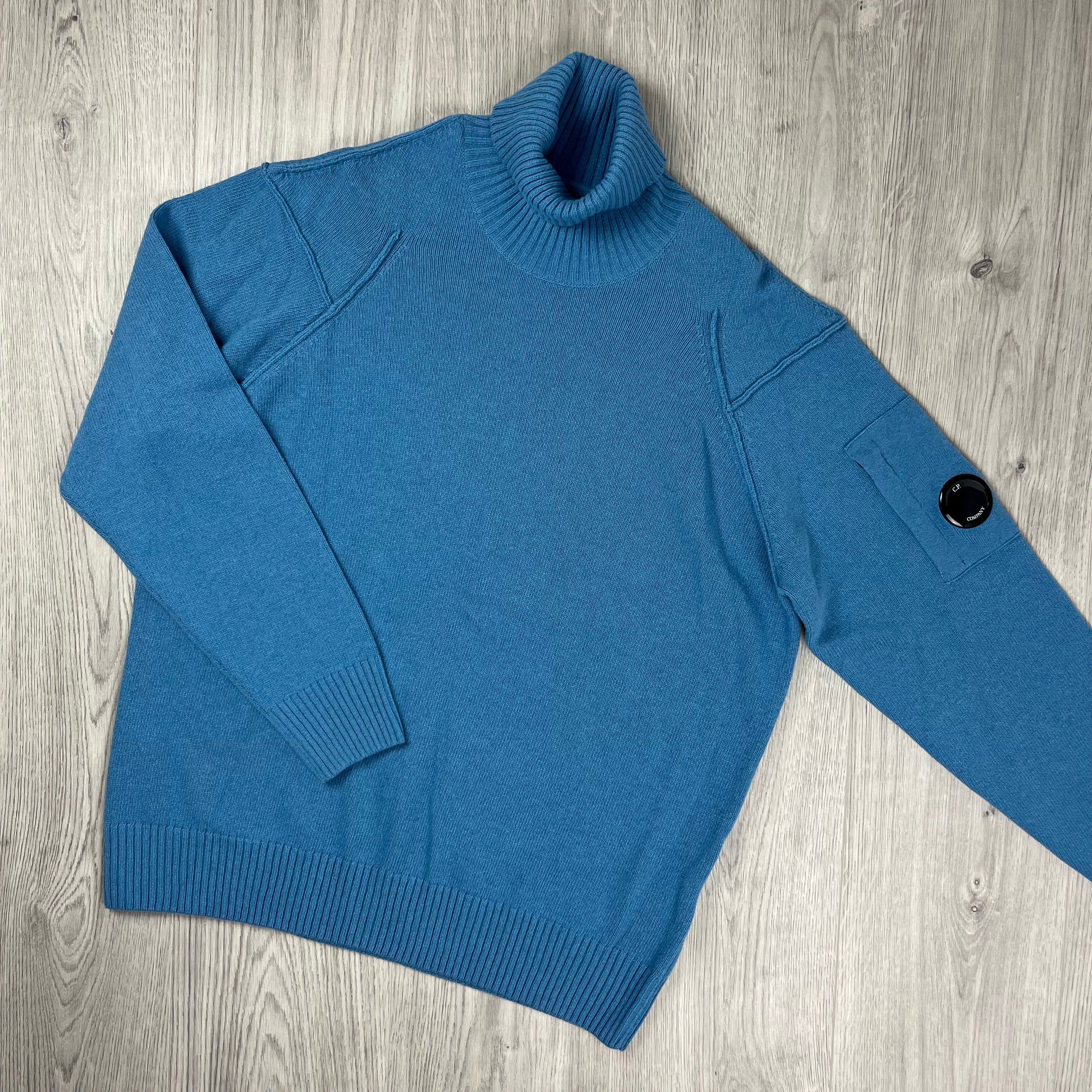 CP Company Knit Turtle Neck - Aegean Blue Ironleague