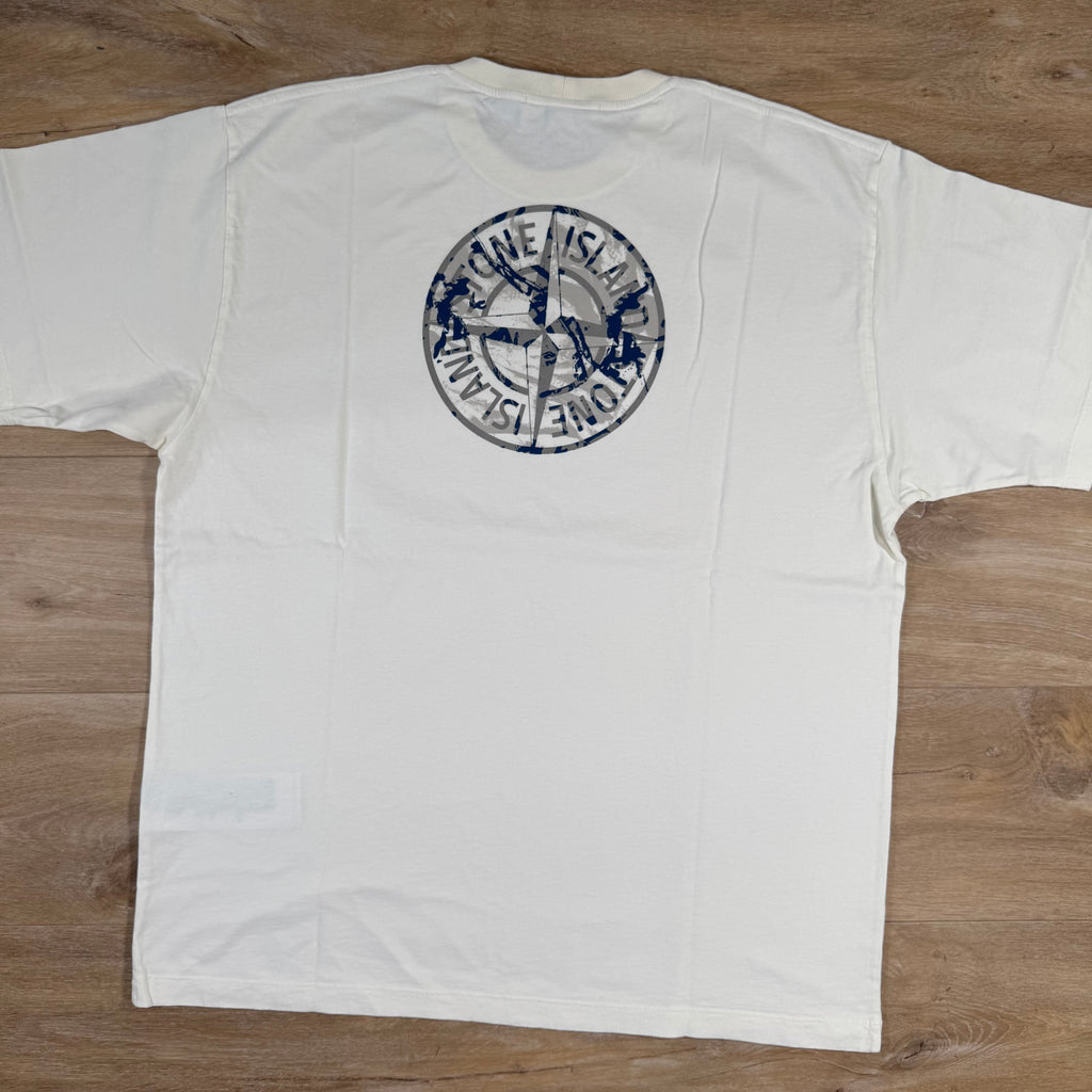 Stone Island Organic Cotton Compass Camo T-Shirt in Ivory Ironleague