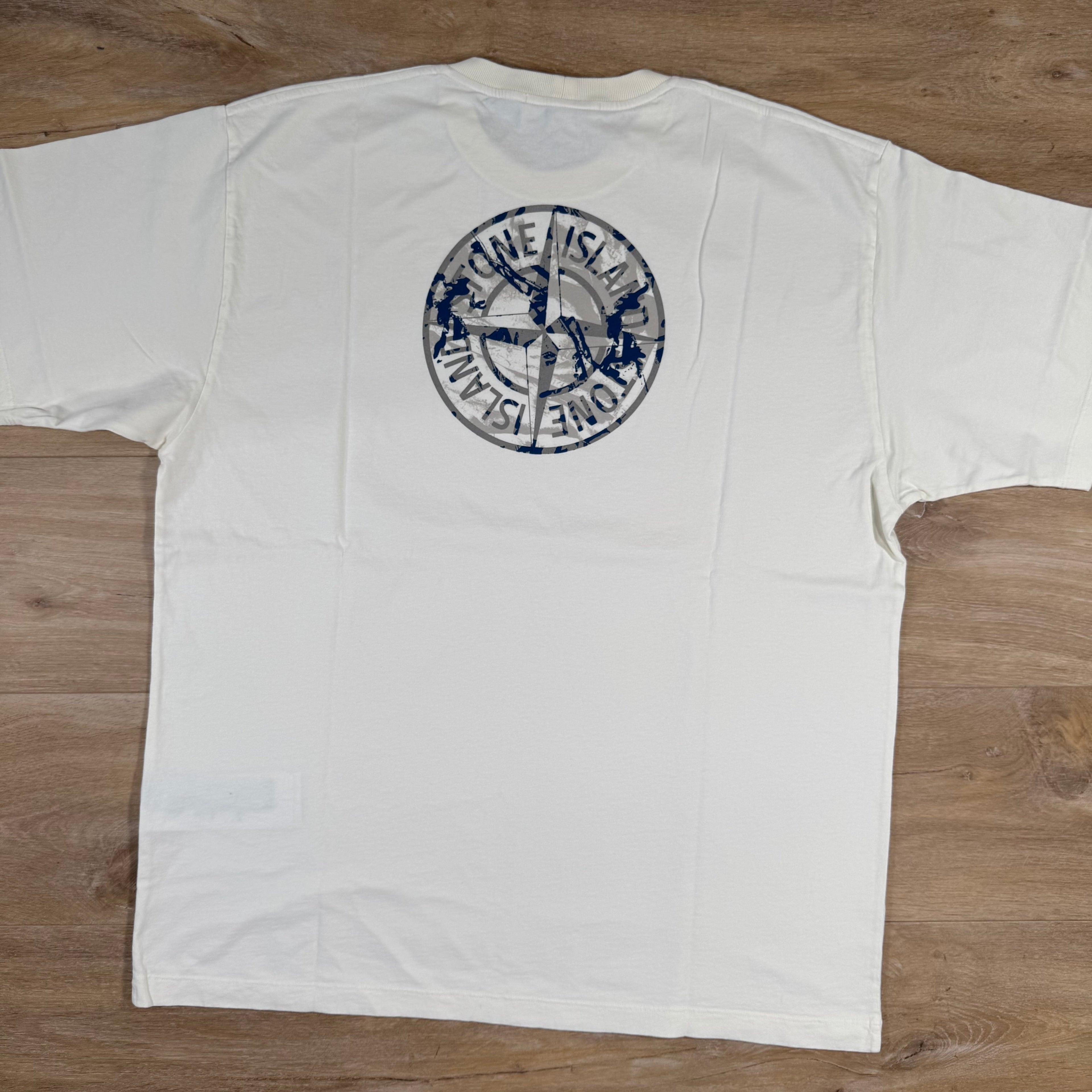 Stone Island Organic Cotton Compass Camo T-Shirt in Ivory Ironleague