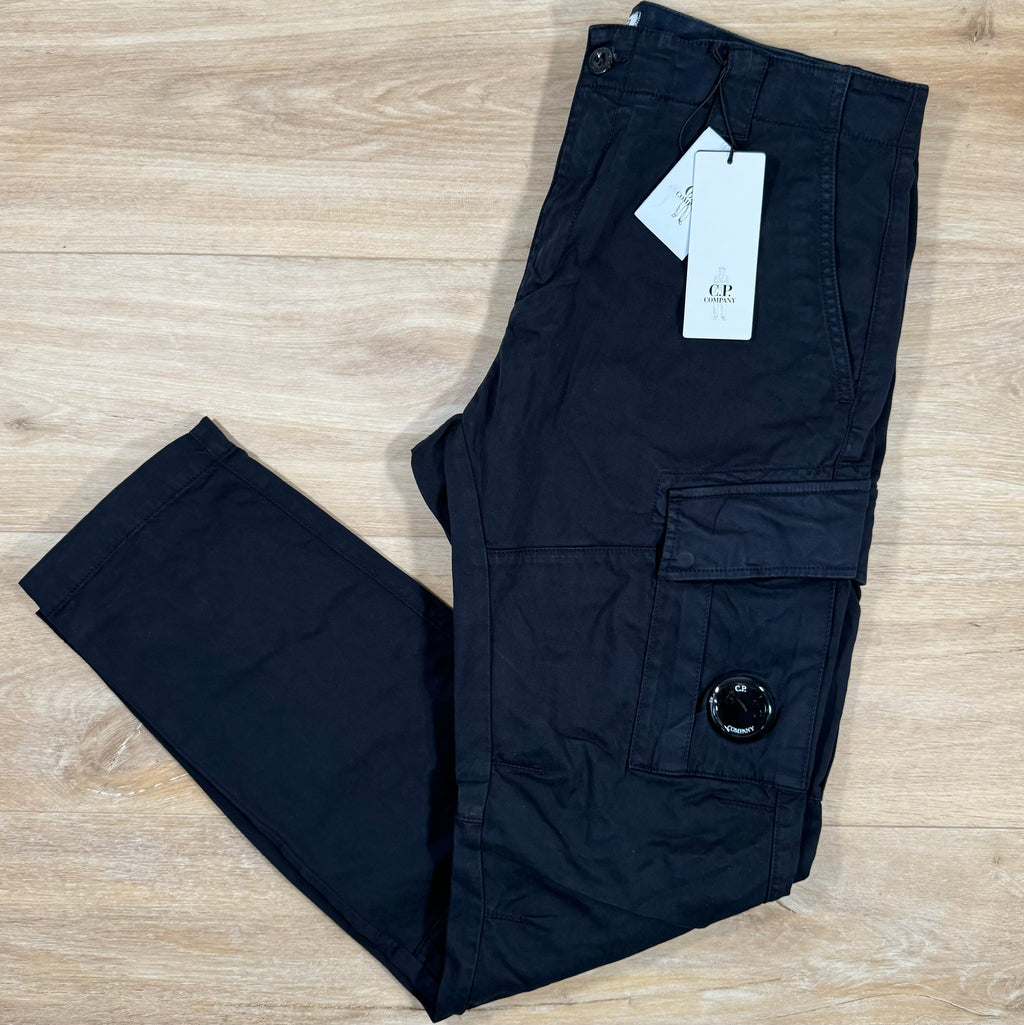 CP Company Stretch Sateen Lens Cargo Pants in Navy Ironleague