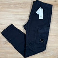 CP Company Stretch Sateen Lens Cargo Pants in Navy Ironleague