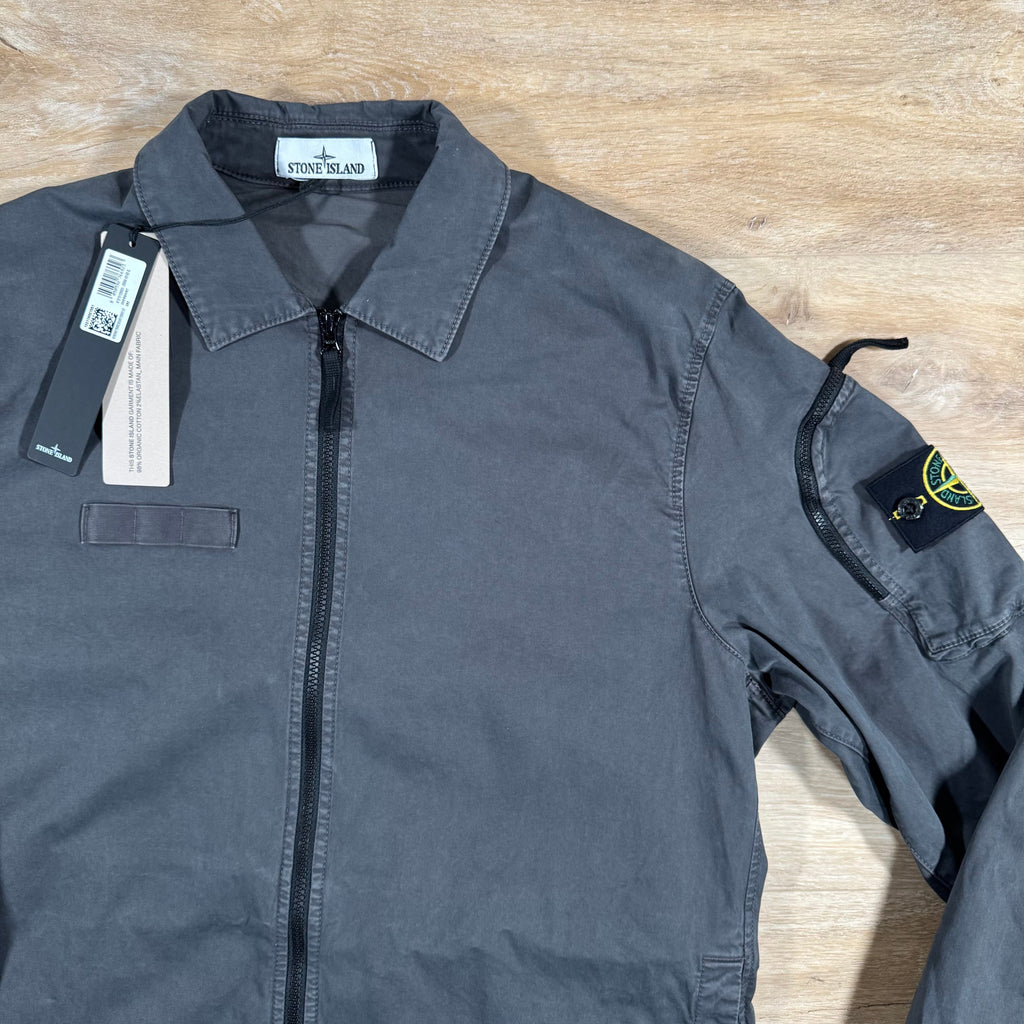 Stone Island Stretch Twill Overshirt in Charcoal Grey Ironleague