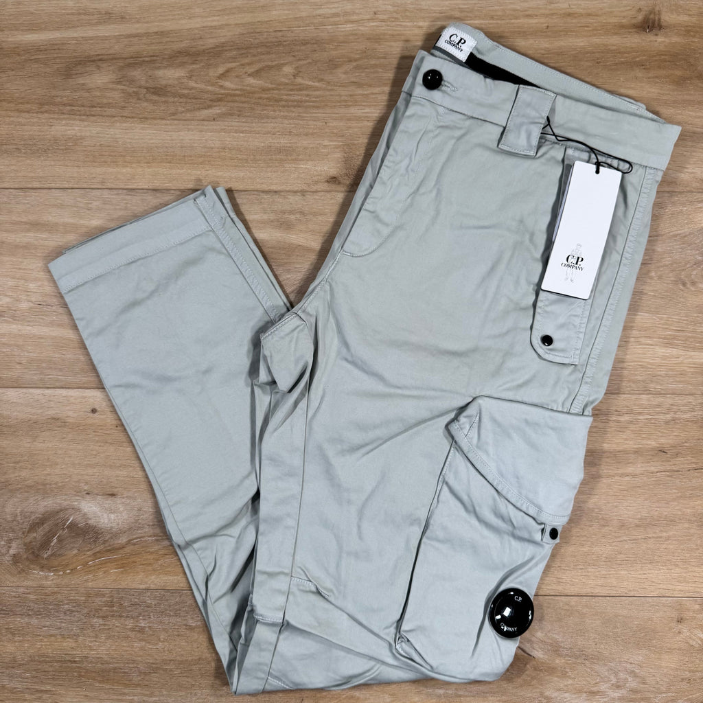 CP Company Stretch Sateen Utility Cargo Lens Pants in Blue Fox - Grey Ironleague