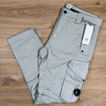 CP Company Stretch Sateen Utility Cargo Lens Pants in Blue Fox - Grey Ironleague