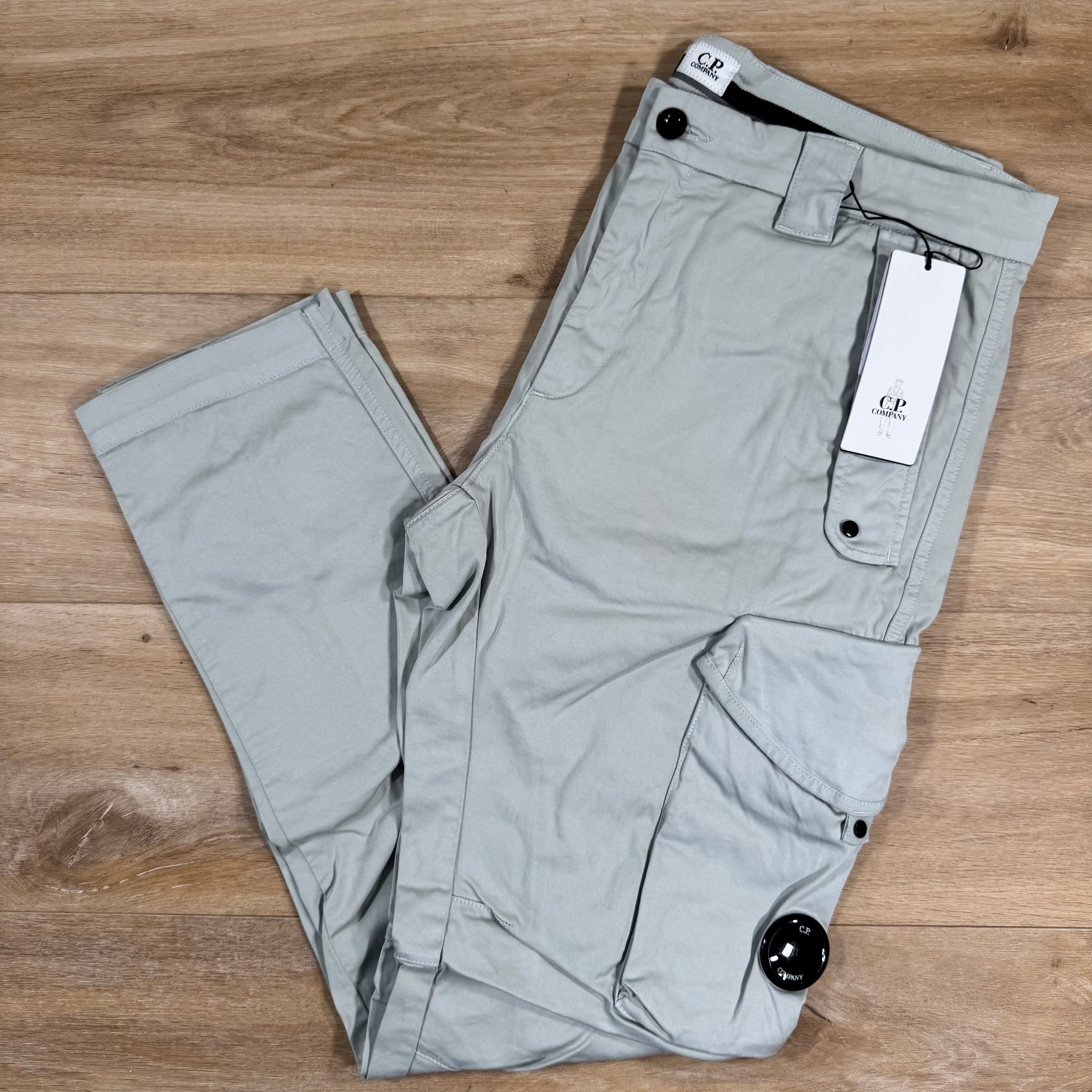 CP Company Stretch Sateen Utility Cargo Lens Pants in Blue Fox - Grey Ironleague