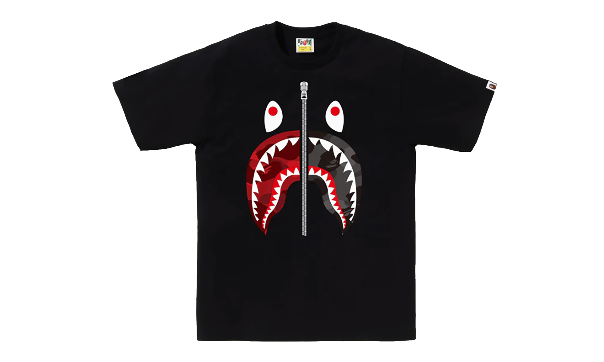 BAPE Color Camo Separate Shark Tee Black / Red 1K80 110 021 BLACK RED