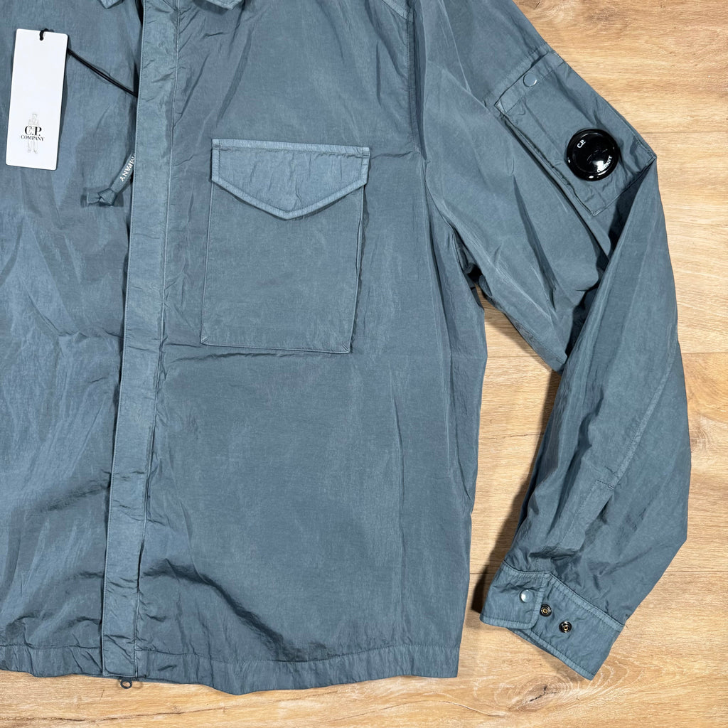 CP Company Chrome-R Lens Overshirt in Stormy Weather - Blue Ironleague