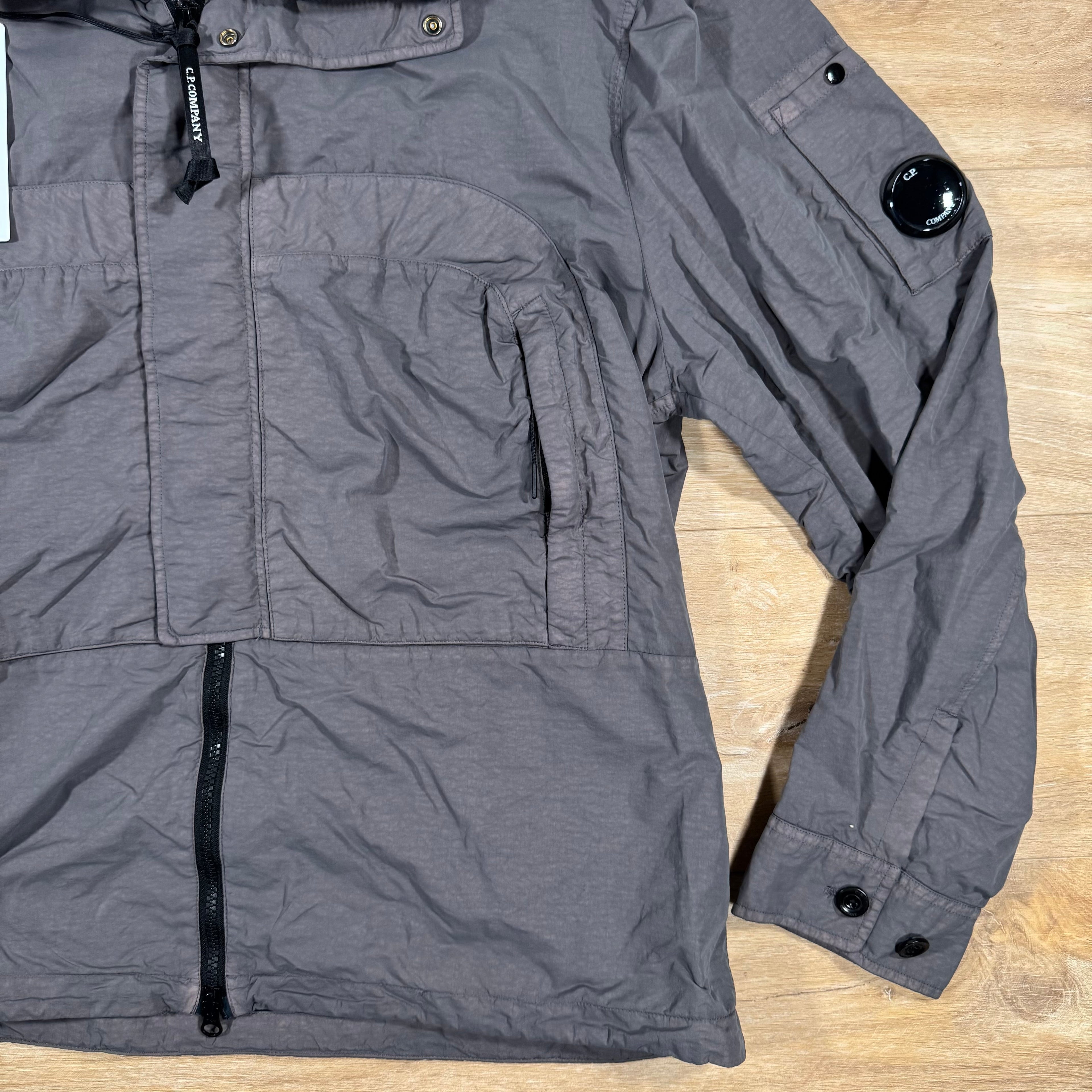 CP Company Flatt Nylon Hooded Lens Overshirt in Violet Ironleague