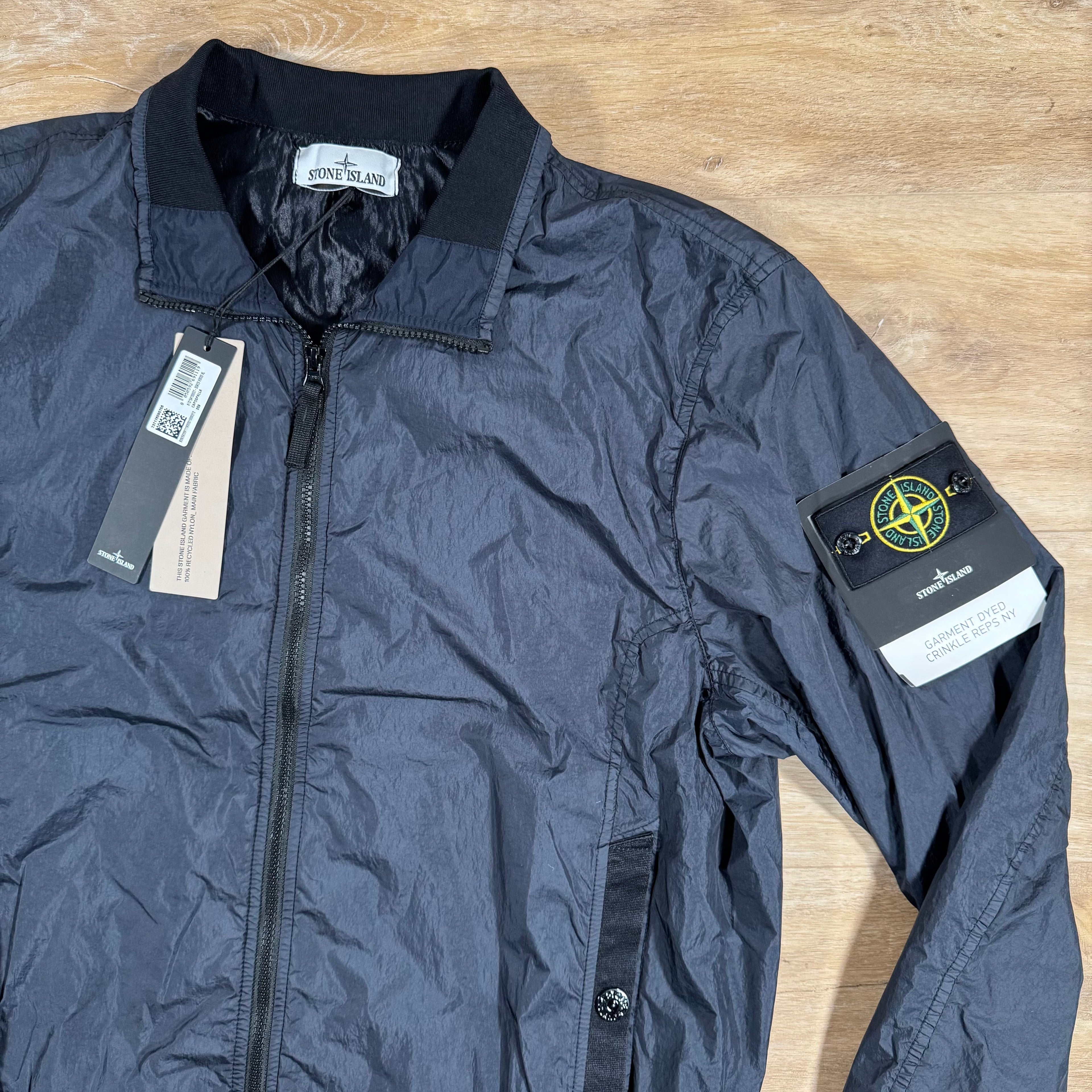 Stone Island Crinkle Reps R-NY Bomber Jacket in Navy Ironleague