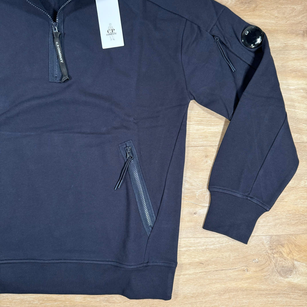 CP Company Diagonal Raised Half-Zipped Lens Sweatshirt in Navy Ironleague