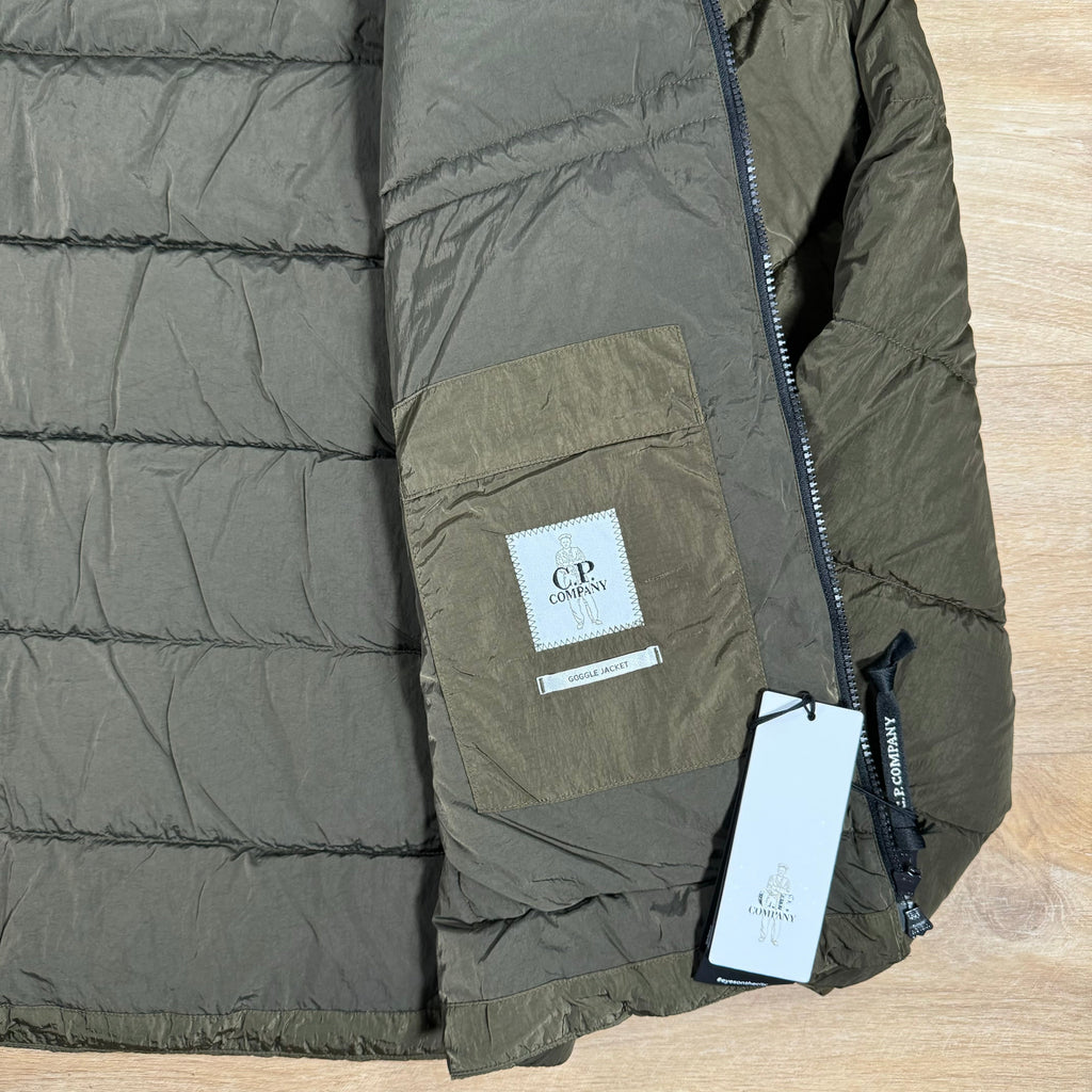 CP Company Chrome-R Goggle Down Jacket in Ivy Green Ironleague
