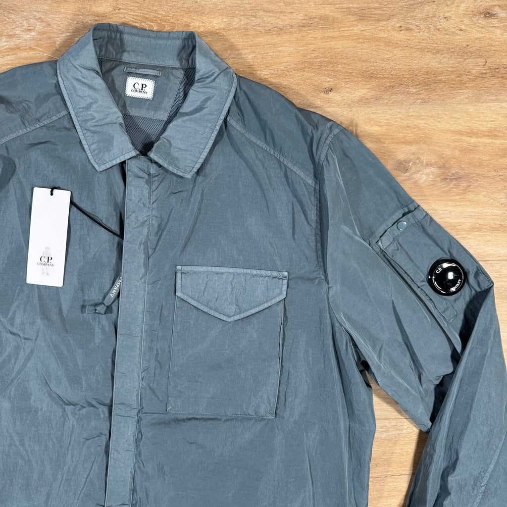 CP Company Chrome-R Lens Overshirt in Stormy Weather - Blue Ironleague