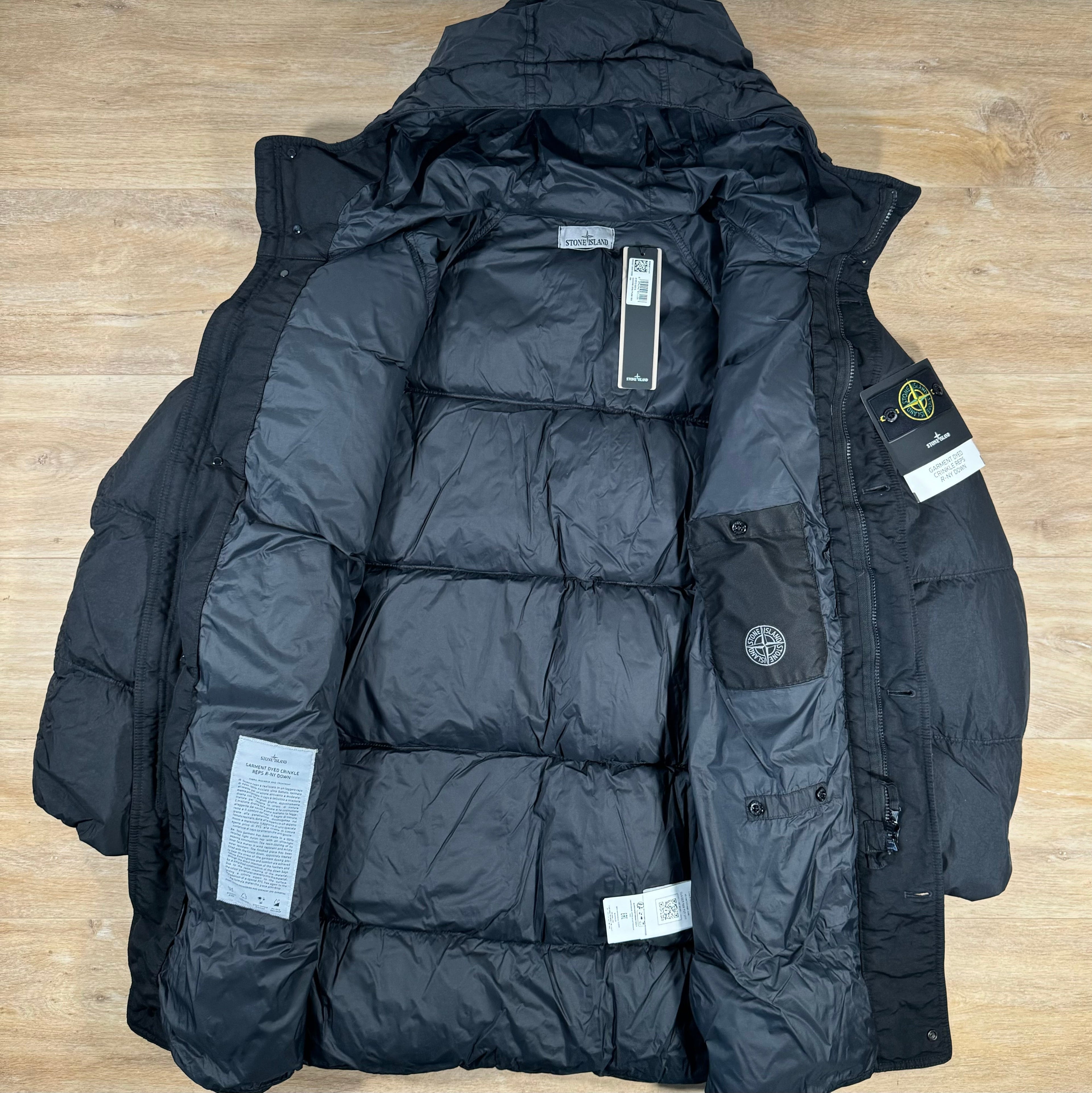 Stone Island Crinkle Reps R-NY Down Parka in Black Ironleague