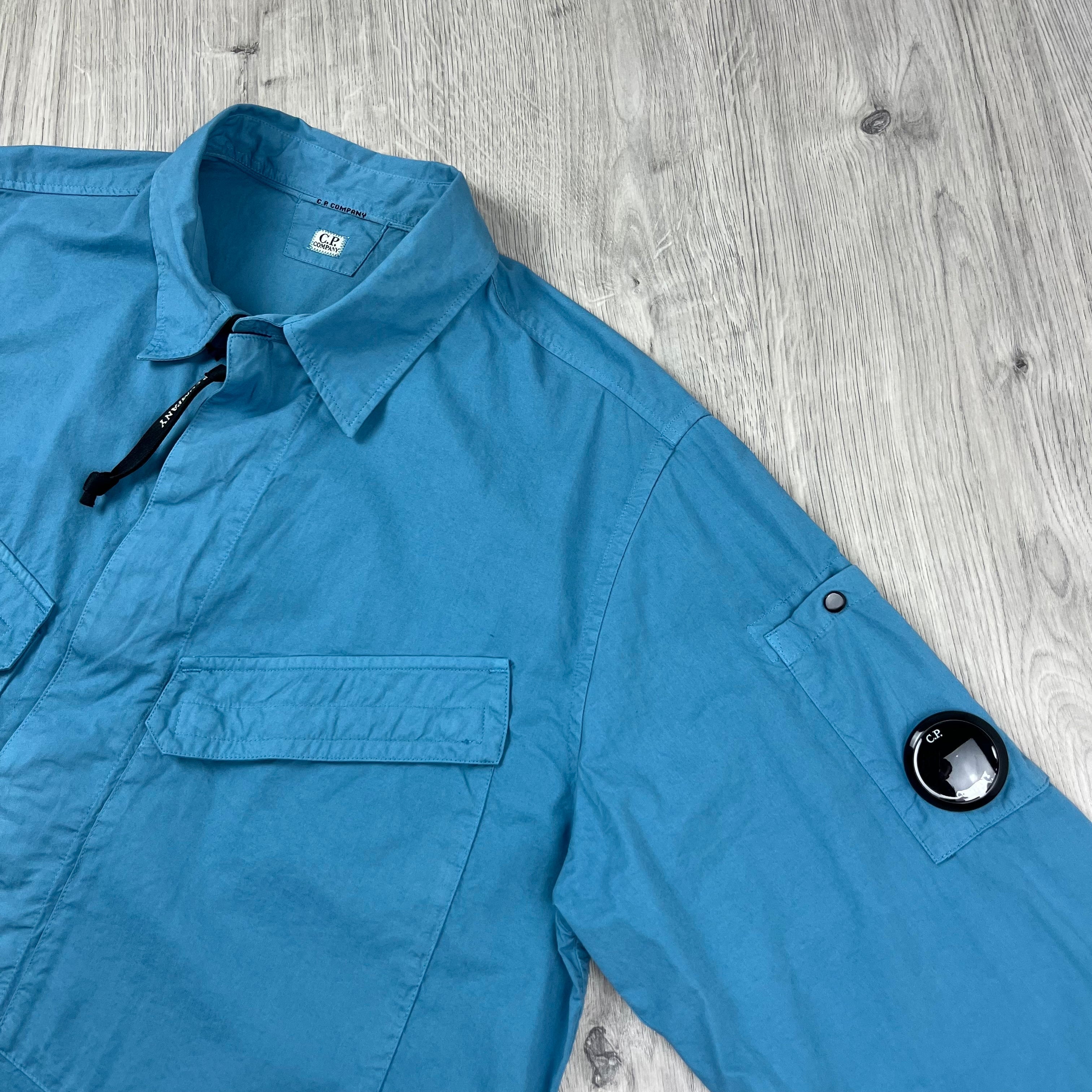 CP Company Zip Overshirt - Aegean Blue Ironleague